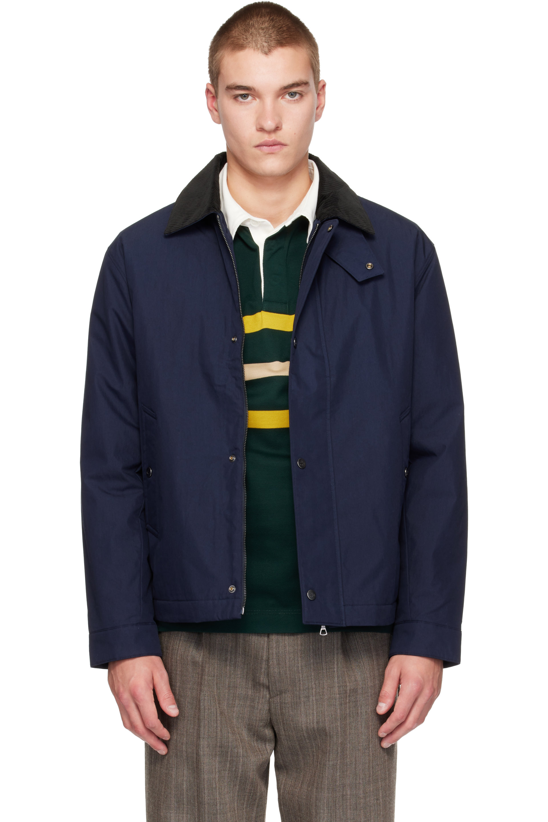 Lacoste - 海军蓝 Cotton Corduroy Collar 夹克