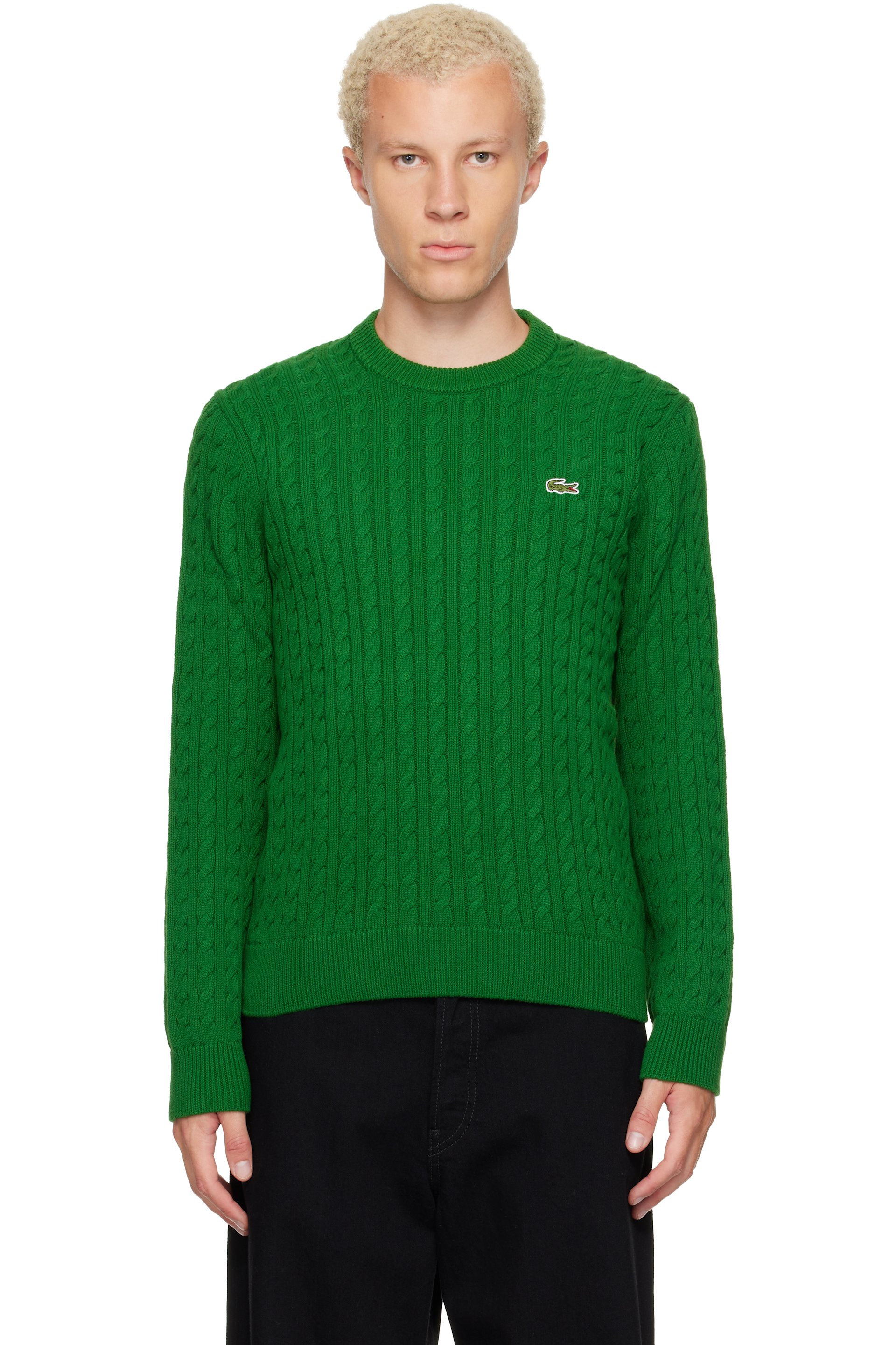 Lacoste - Green Cable Knit Cotton Sweater