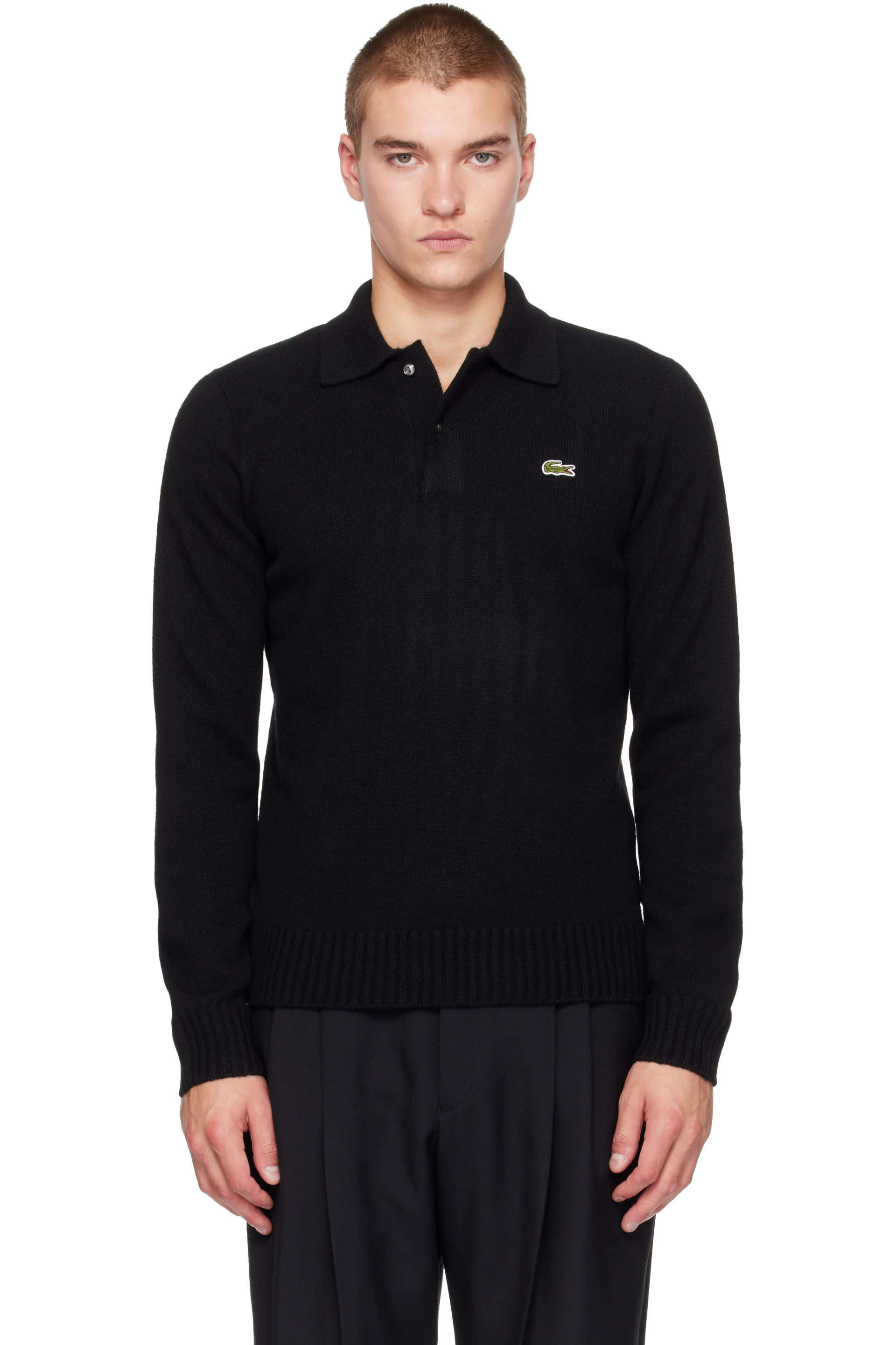 Lacoste - Polo noir en cachemire