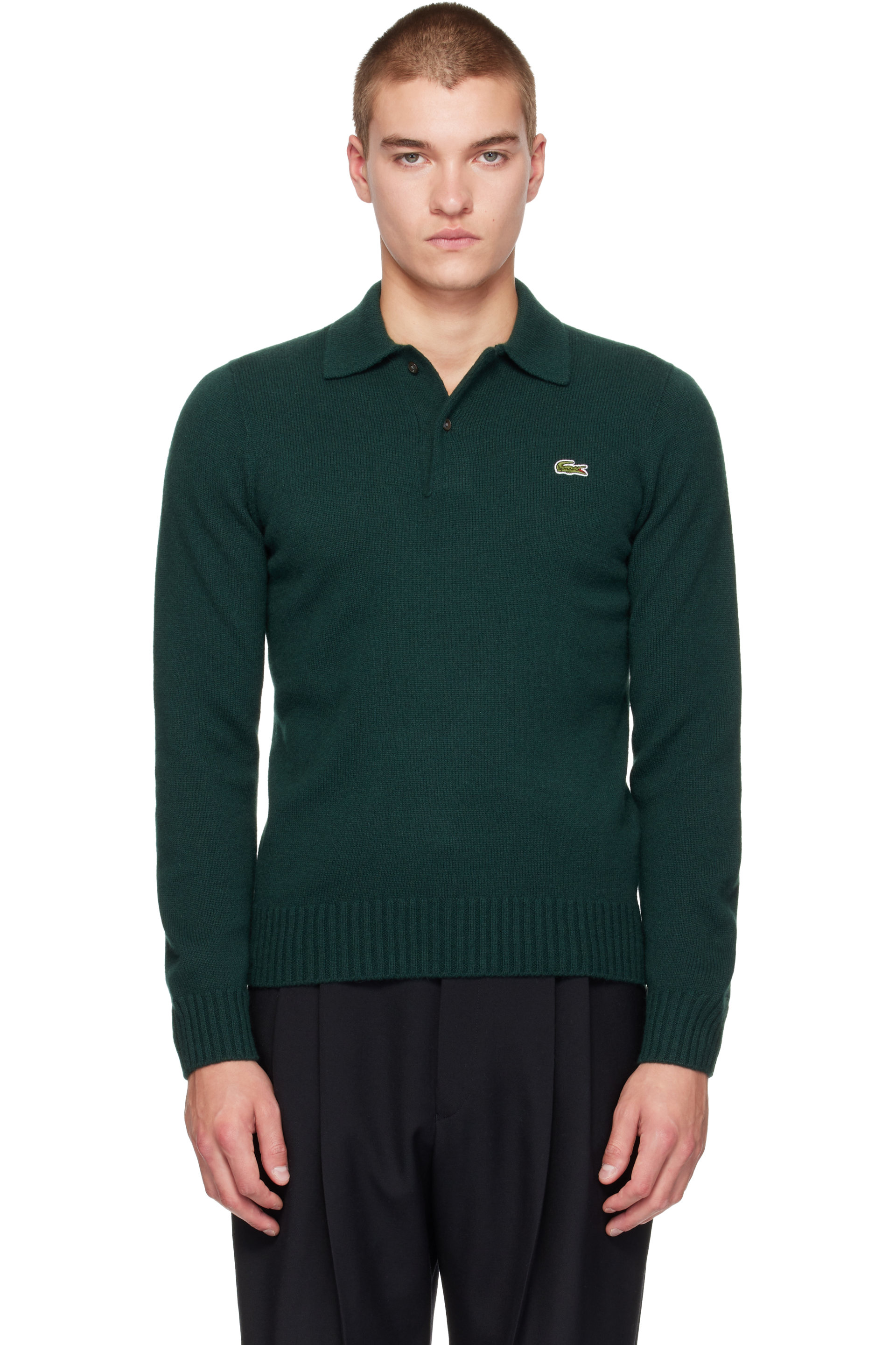 Lacoste - Polo vert en cachemire