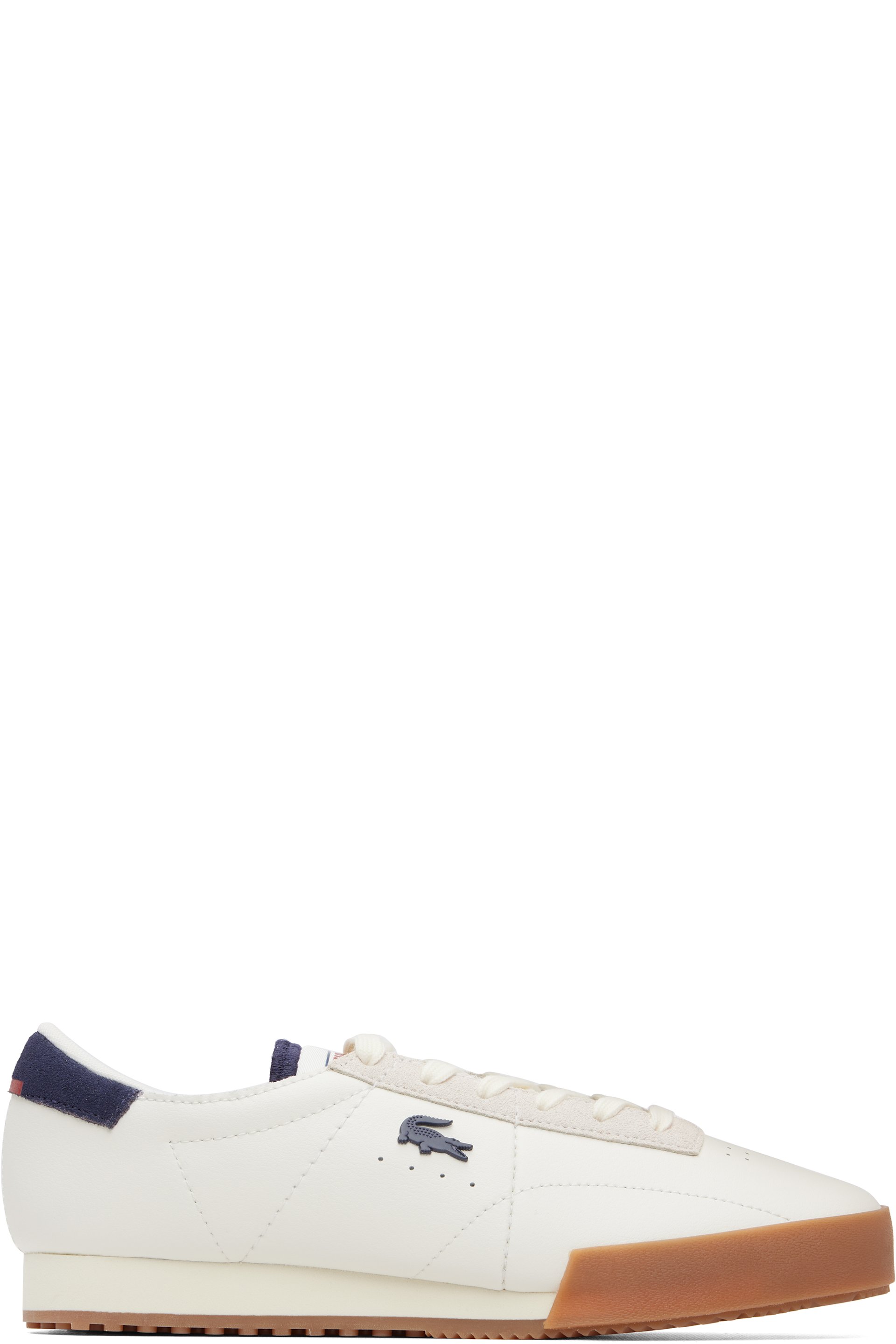 Lacoste - Off-White & Navy Aura Leather Sneakers