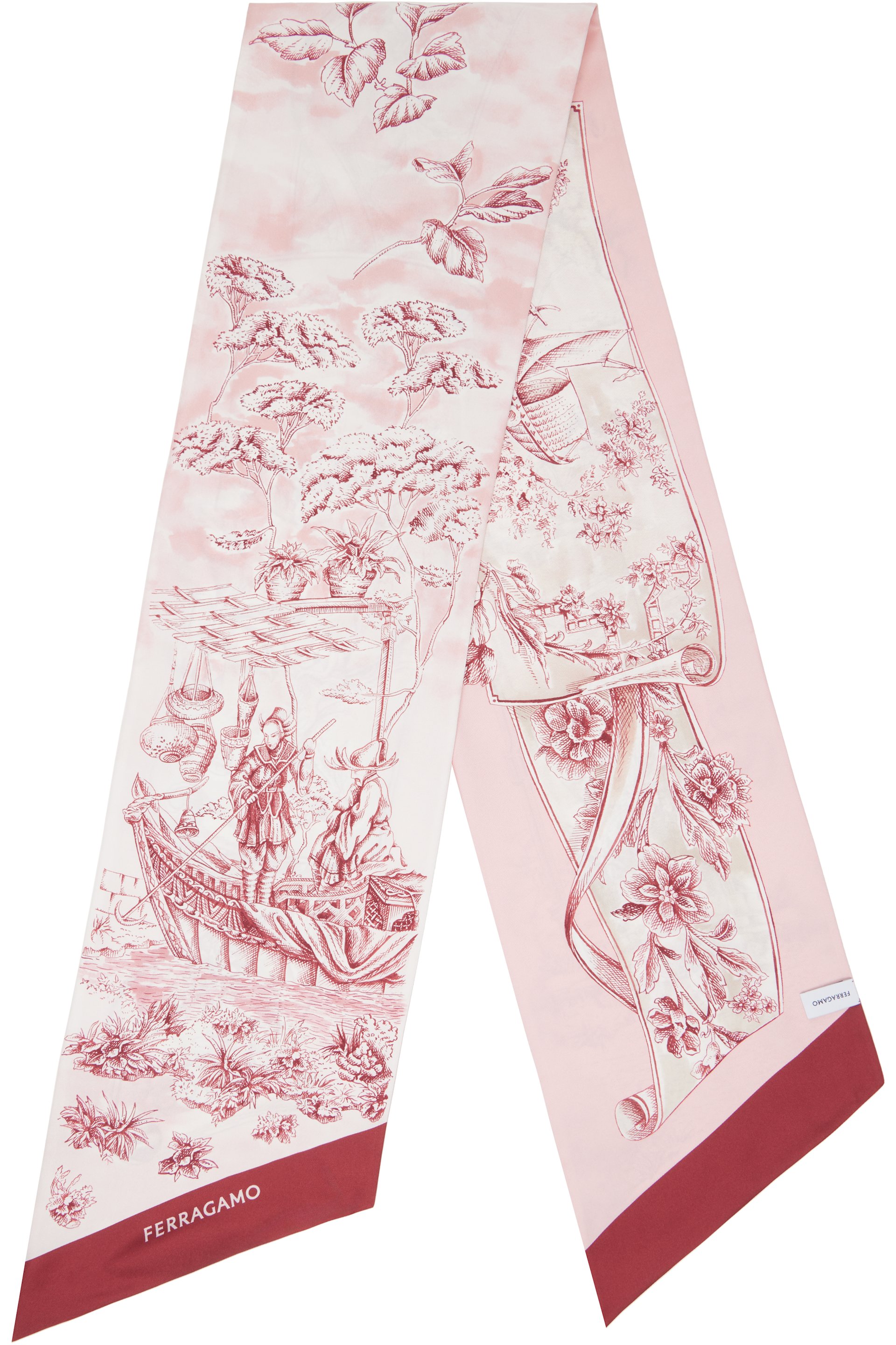 Ferragamo - Pink Voyage Print Silk Bandeau Scarf