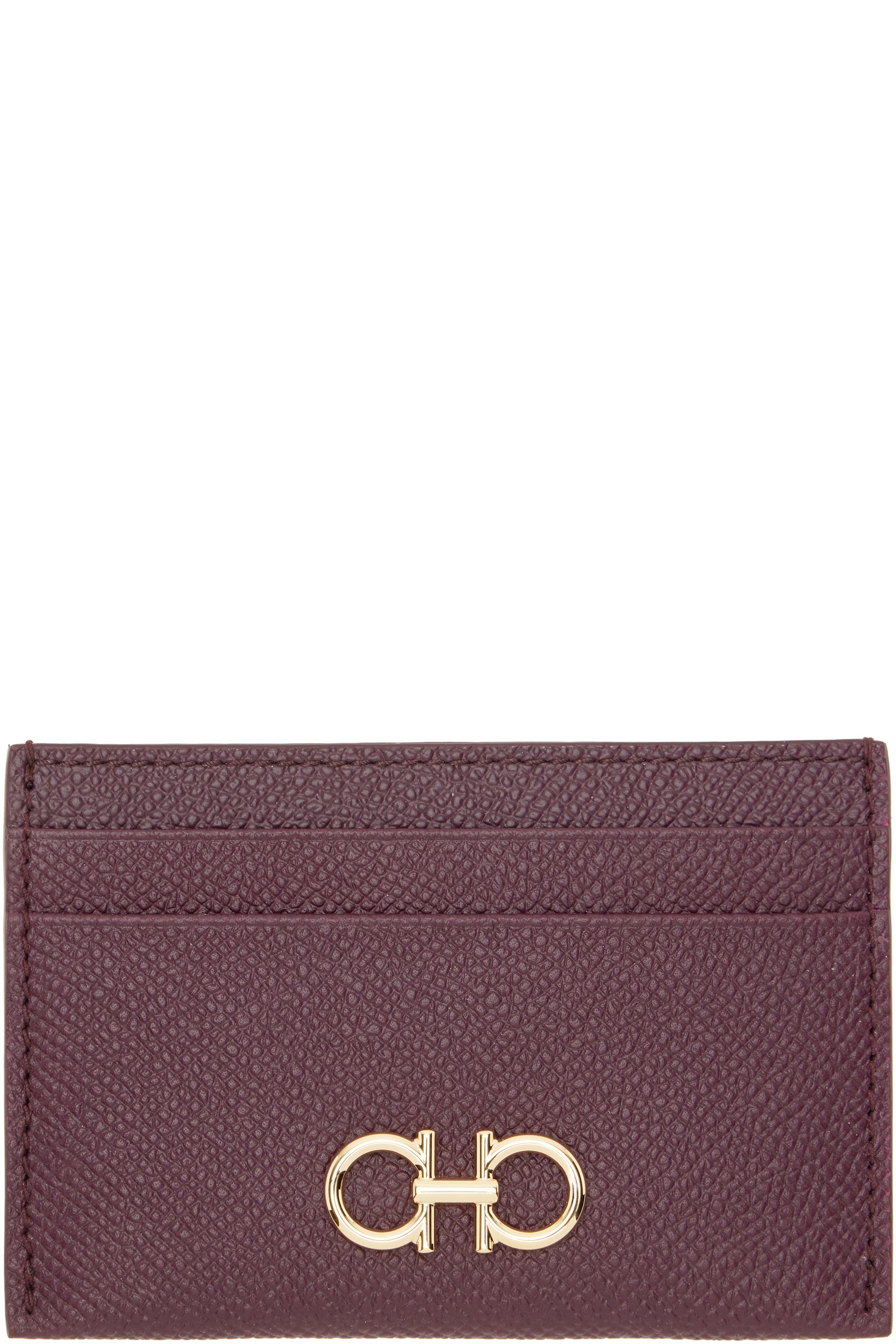 Ferragamo - Burgundy Gancini Credit Card Holder