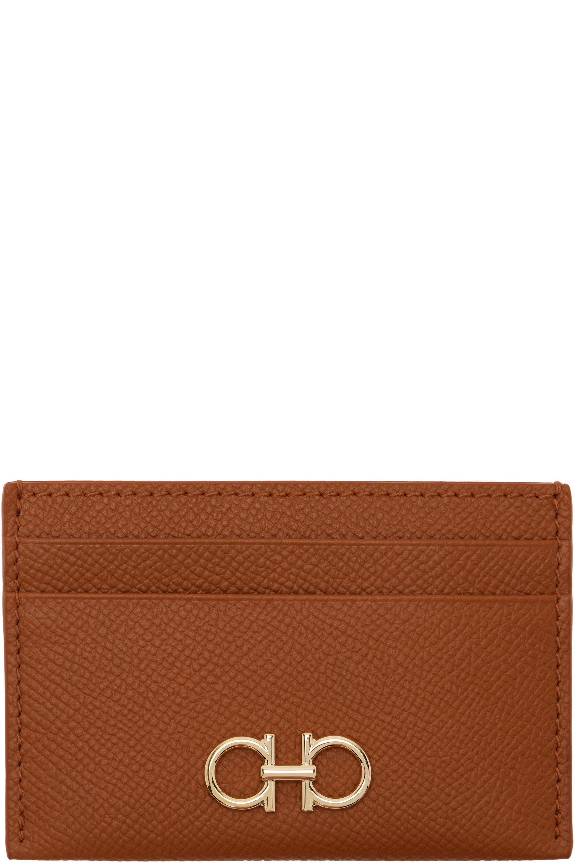Ferragamo - Brown Gancini Credit Card Holder