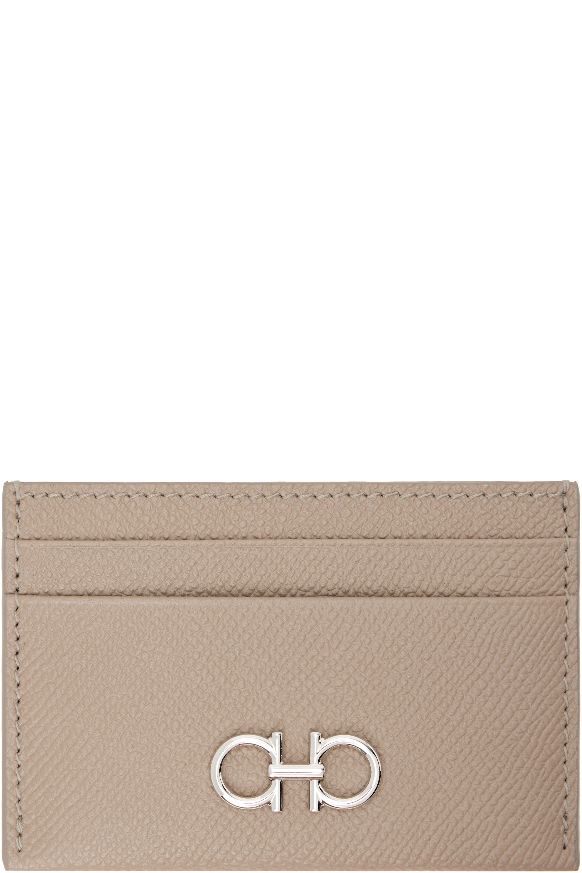 Ferragamo - Taupe Gancini Credit Card Holder