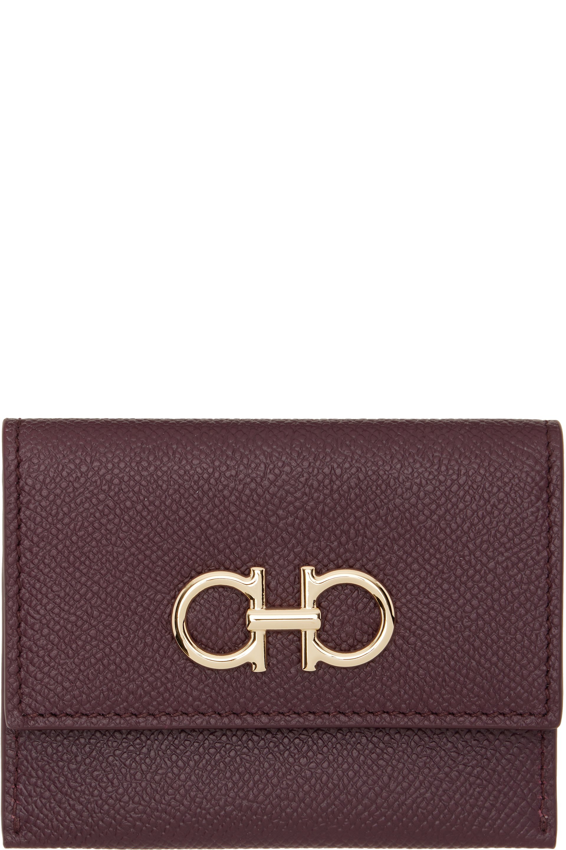 Ferragamo - Burgundy Gancini Credit Card Holder