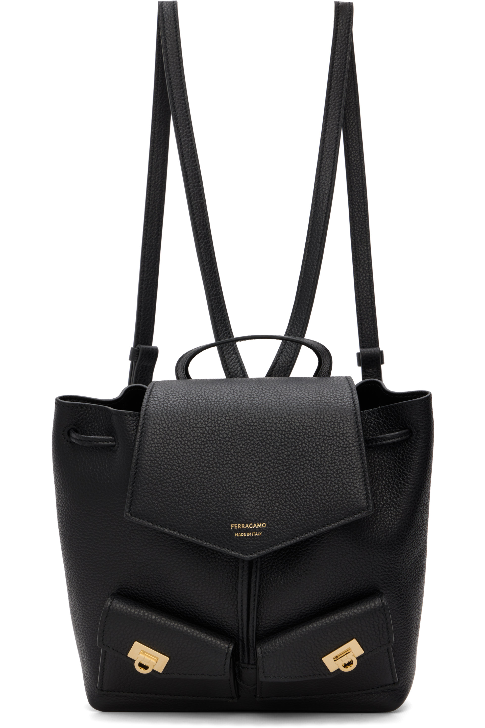 Ferragamo - Mini sac à dos noir à poches