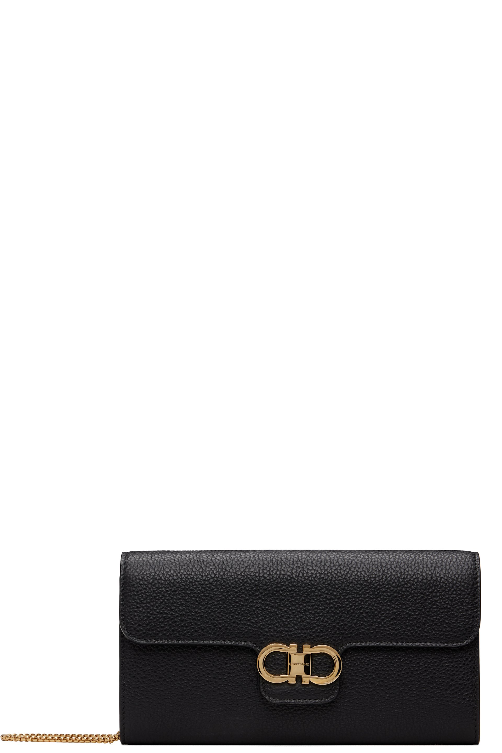Ferragamo - Black Double Gancini Mini Clutch