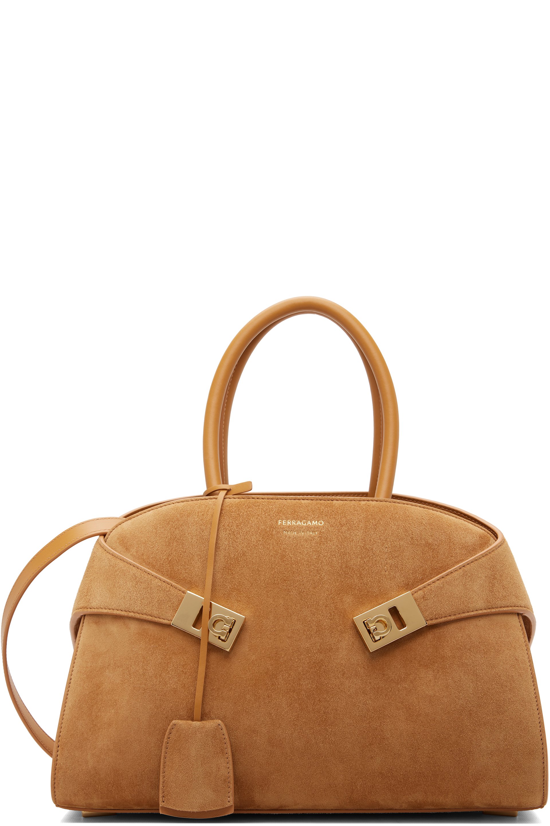 Ferragamo - Tan Suede Hug M Bag