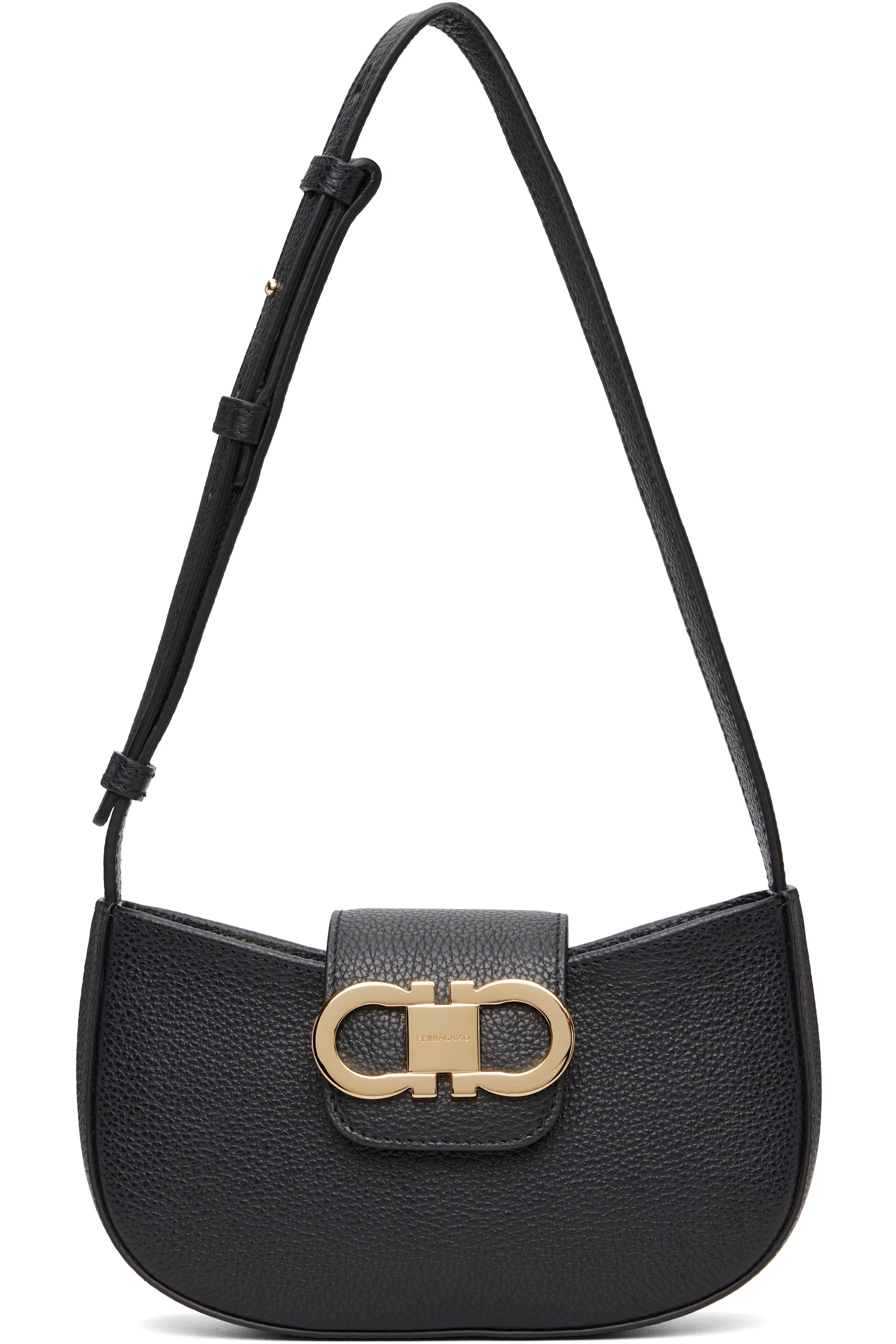 Ferragamo - Black Double Gancini Mini Shoulder Bag