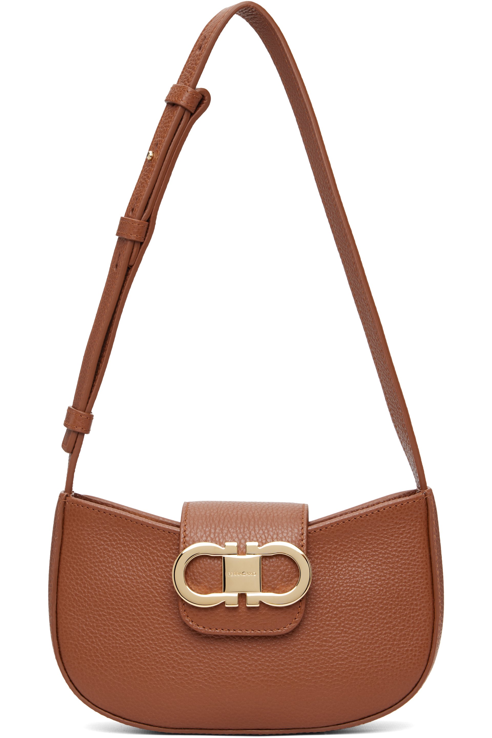 Ferragamo - Tan Double Gancini Mini Shoulder Bag