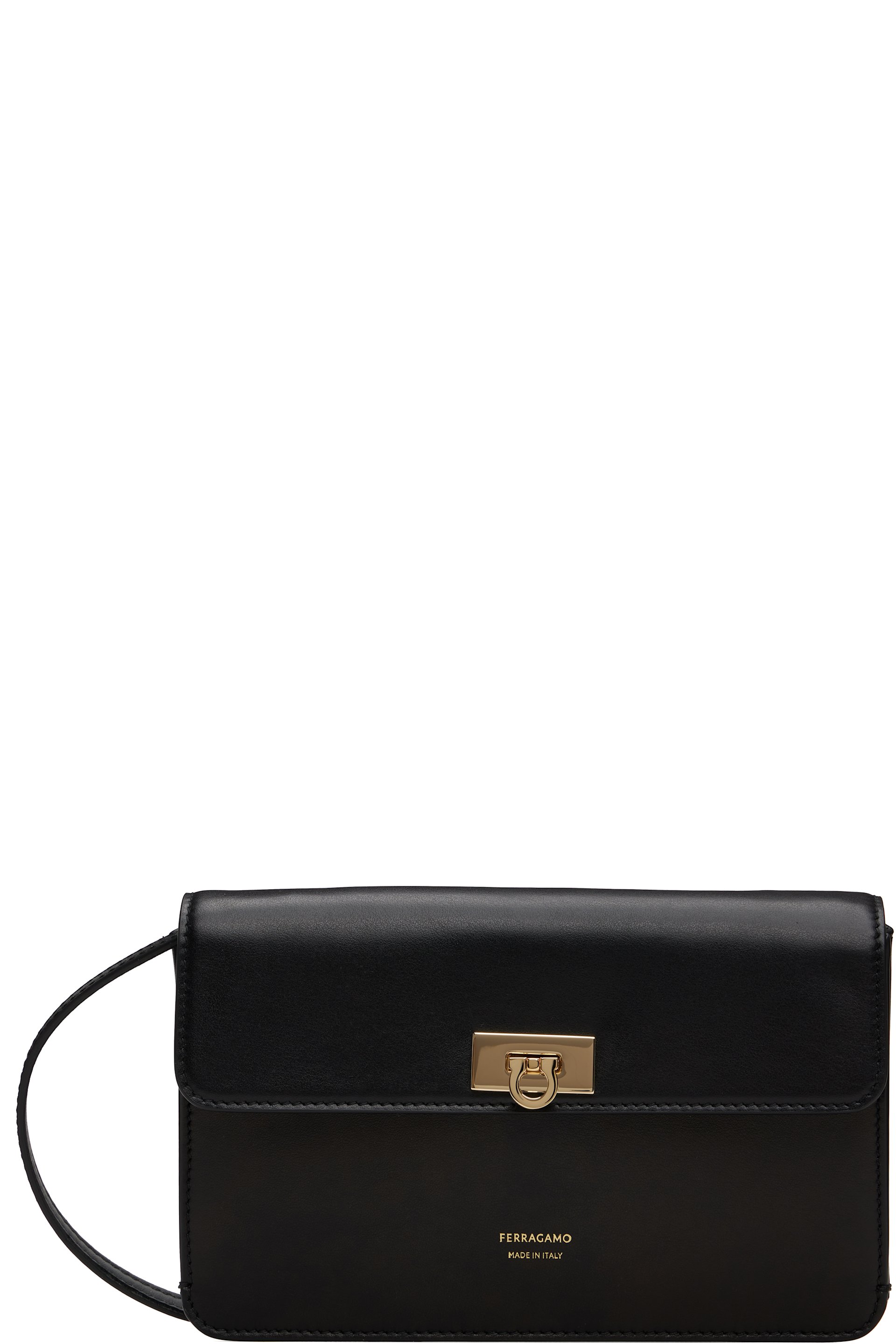 Ferragamo - Black Flat Gancini Mini Bag