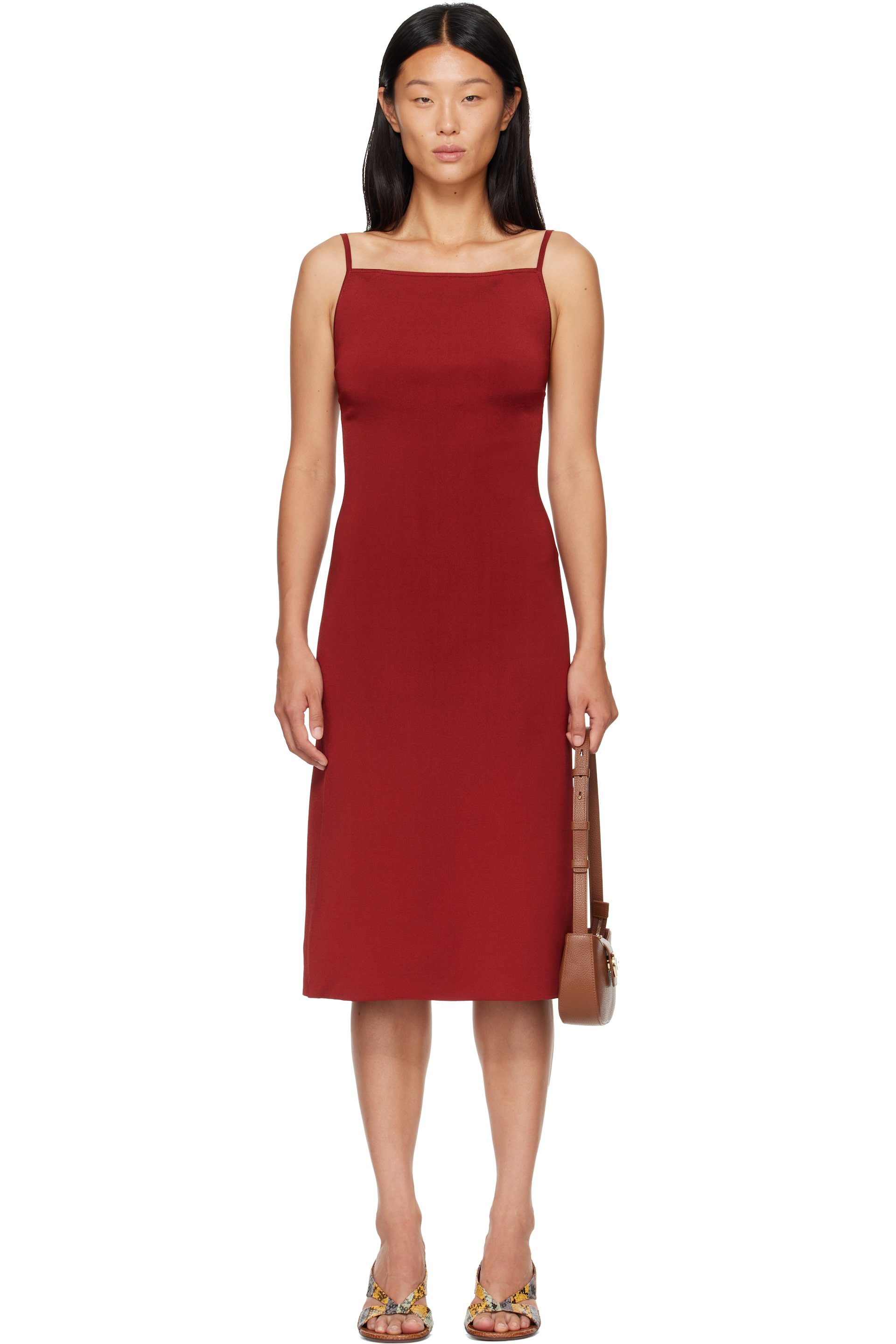 Ferragamo - Red Knitted Slip Midi Dress