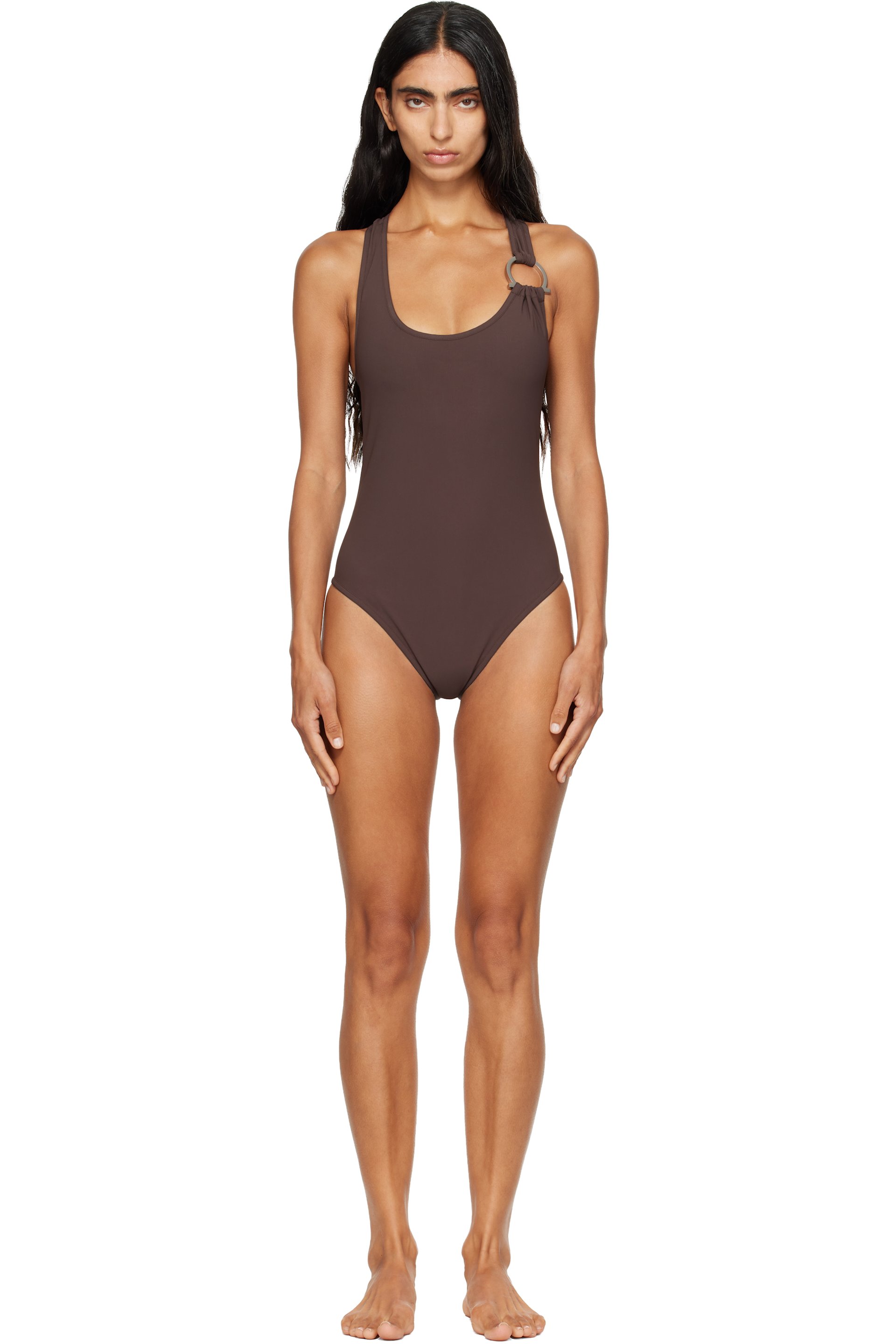 Ferragamo - Brown Gancini Full Swimsuit