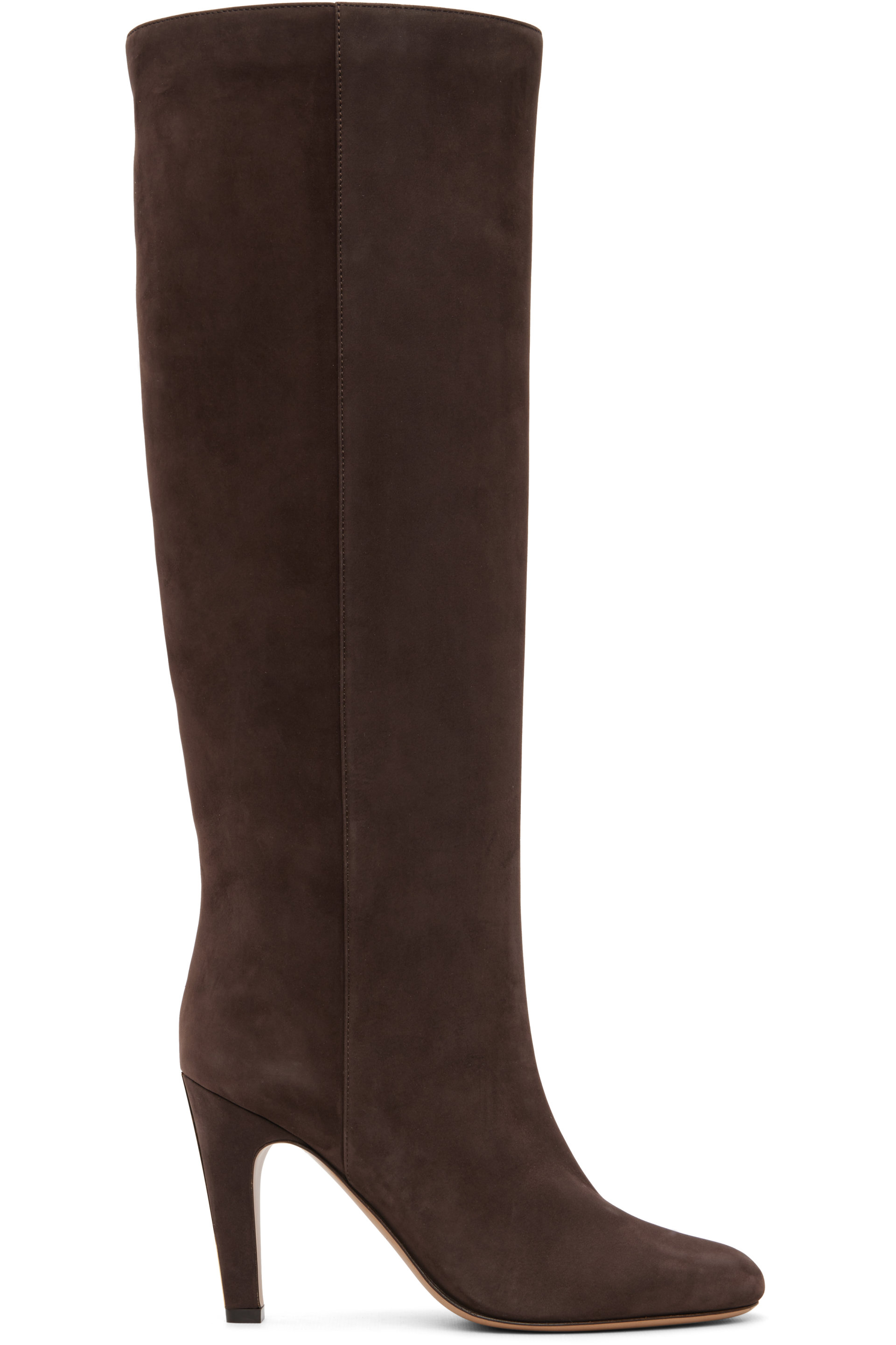 Ferragamo - Brown Detailed Metal Heeled Tall Boots