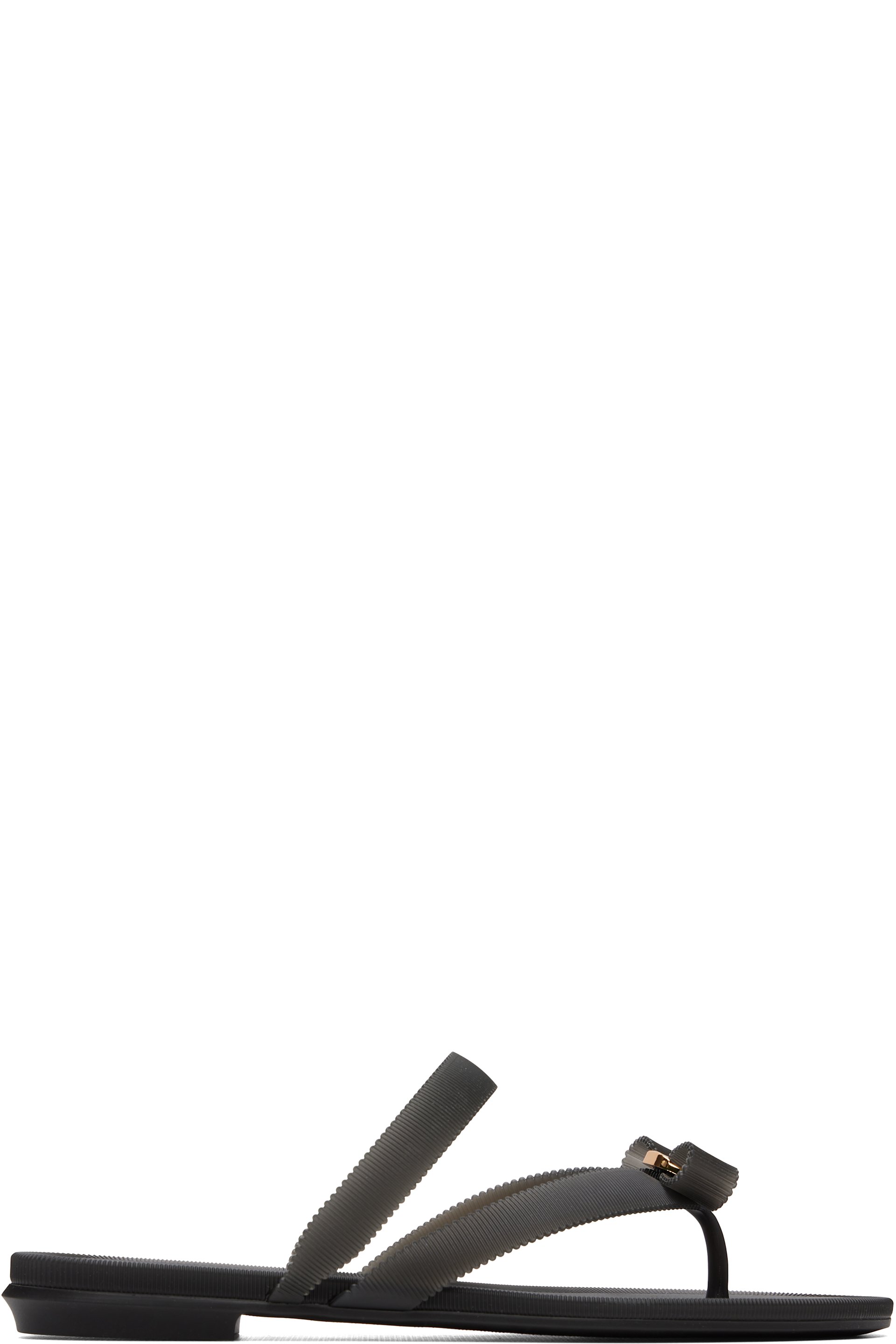 Ferragamo - Black Vara Bow Jelly Thong Flat Sandals