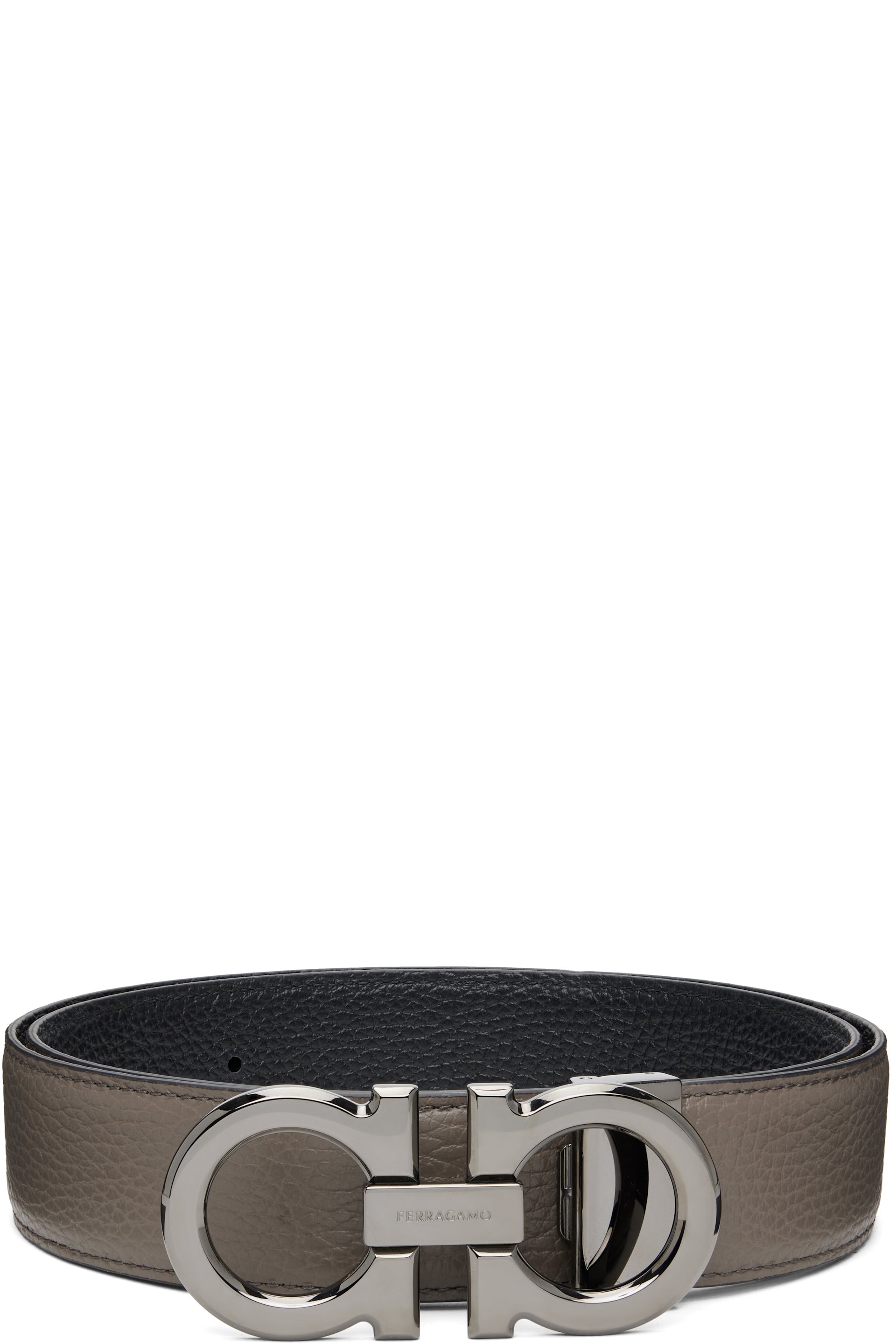 Ferragamo - Gray & Black Adjustable & Reversible Belt