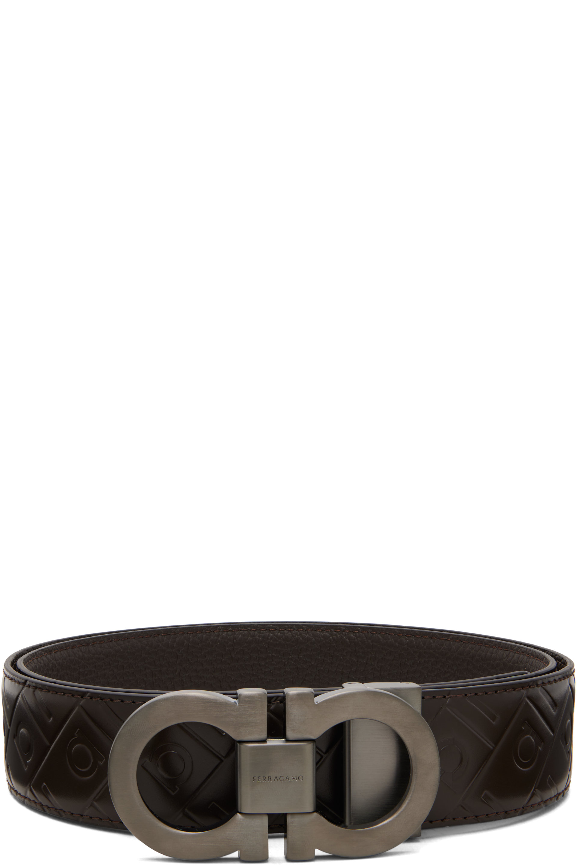Ferragamo - Brown Reversible & Adjustable Gancini Belt