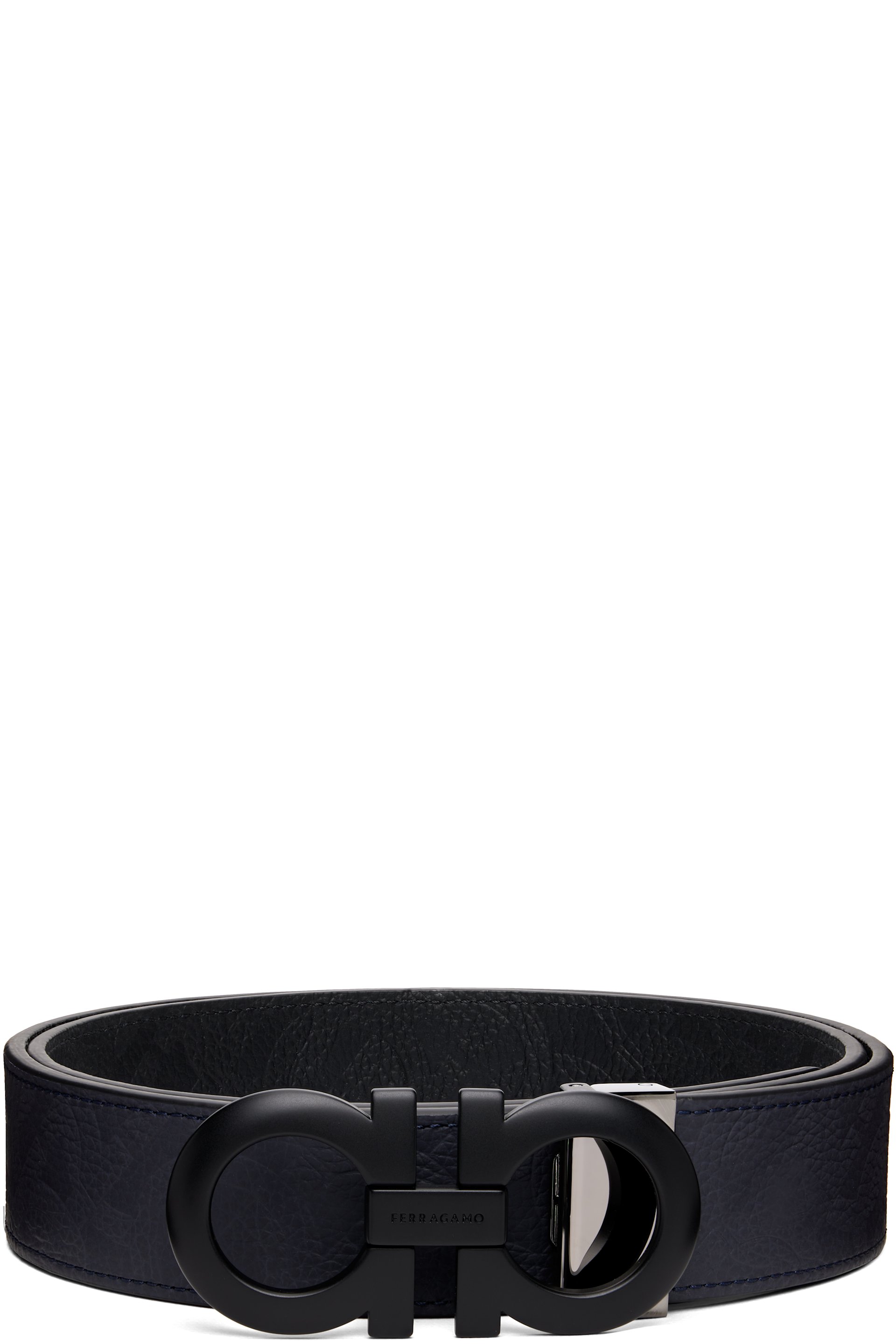 Ferragamo - Navy Reversible & Adjustable Gancini Belt