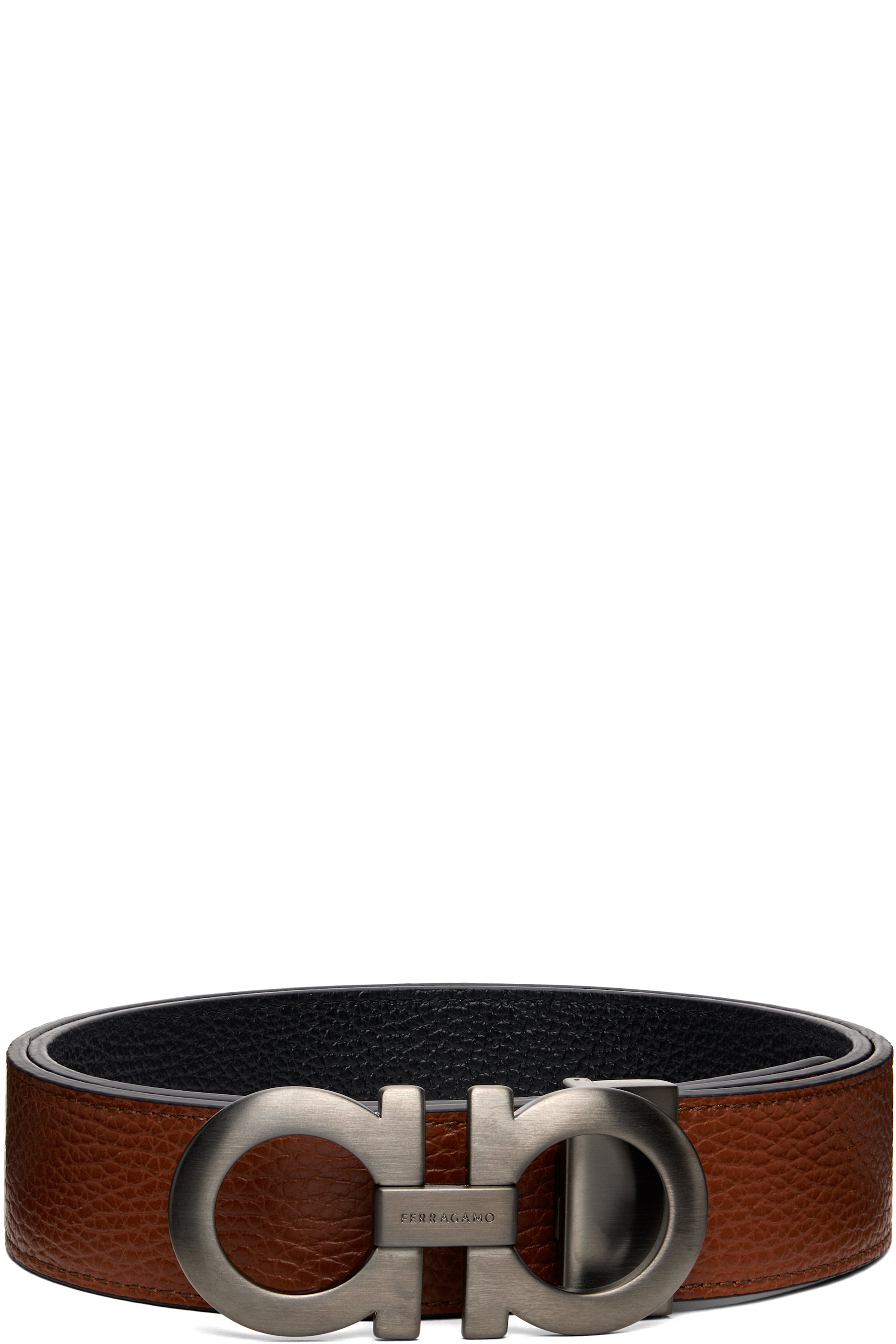 Ferragamo - Tan Reversible & Adjustable Gancini Belt