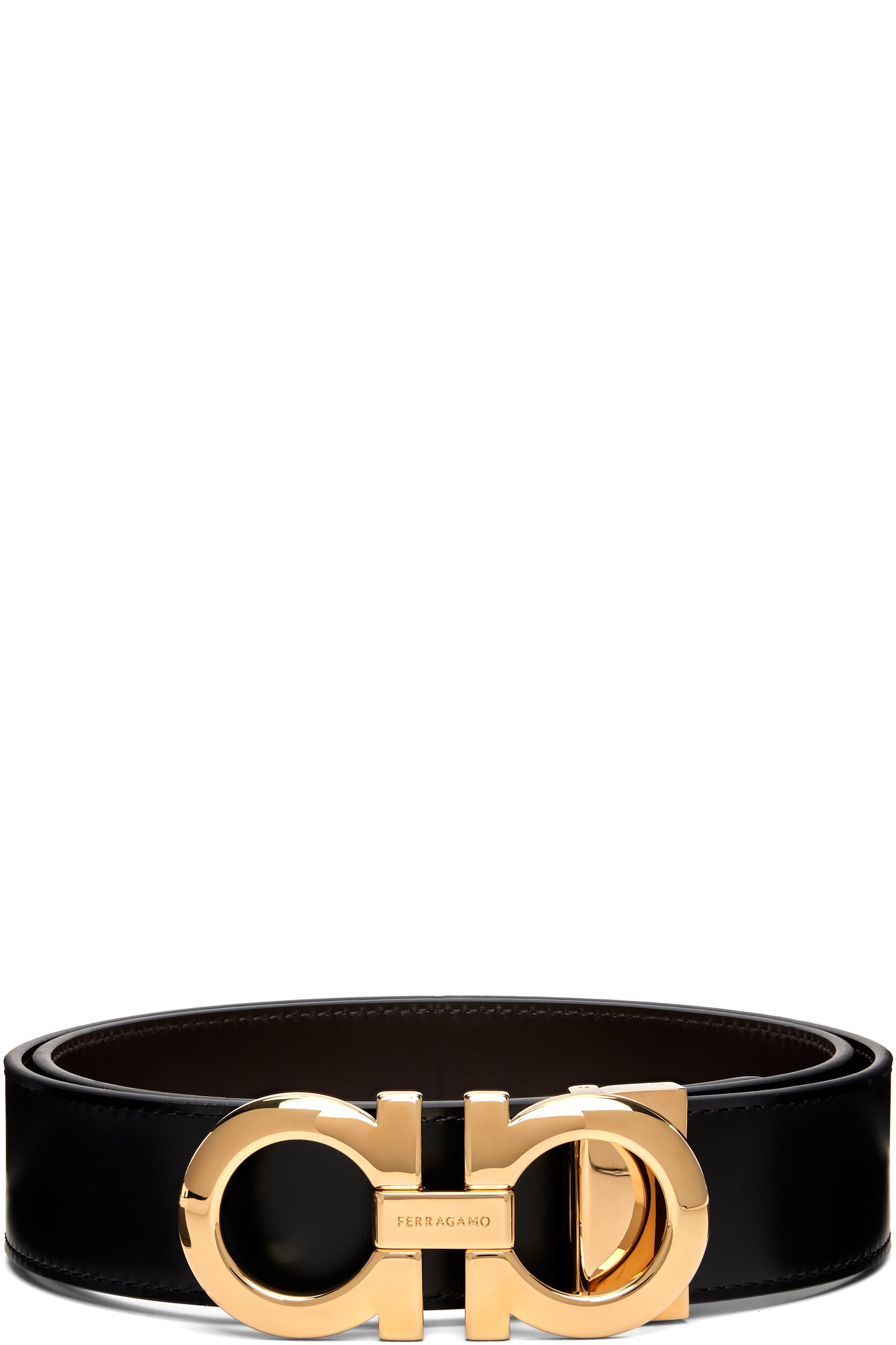 Ferragamo - Ceinture réversible noire à boucle Gancini réglable