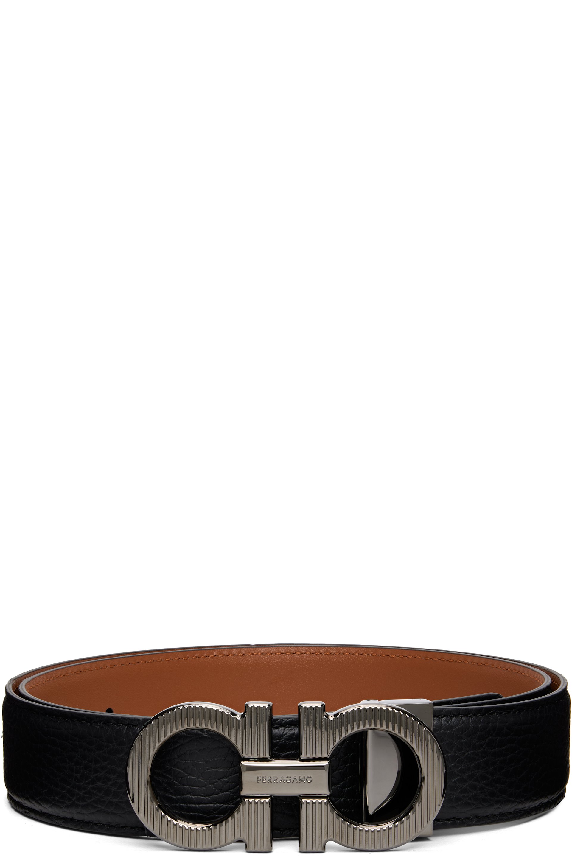 Ferragamo - Black Reversible & Adjustable Gancini Belt
