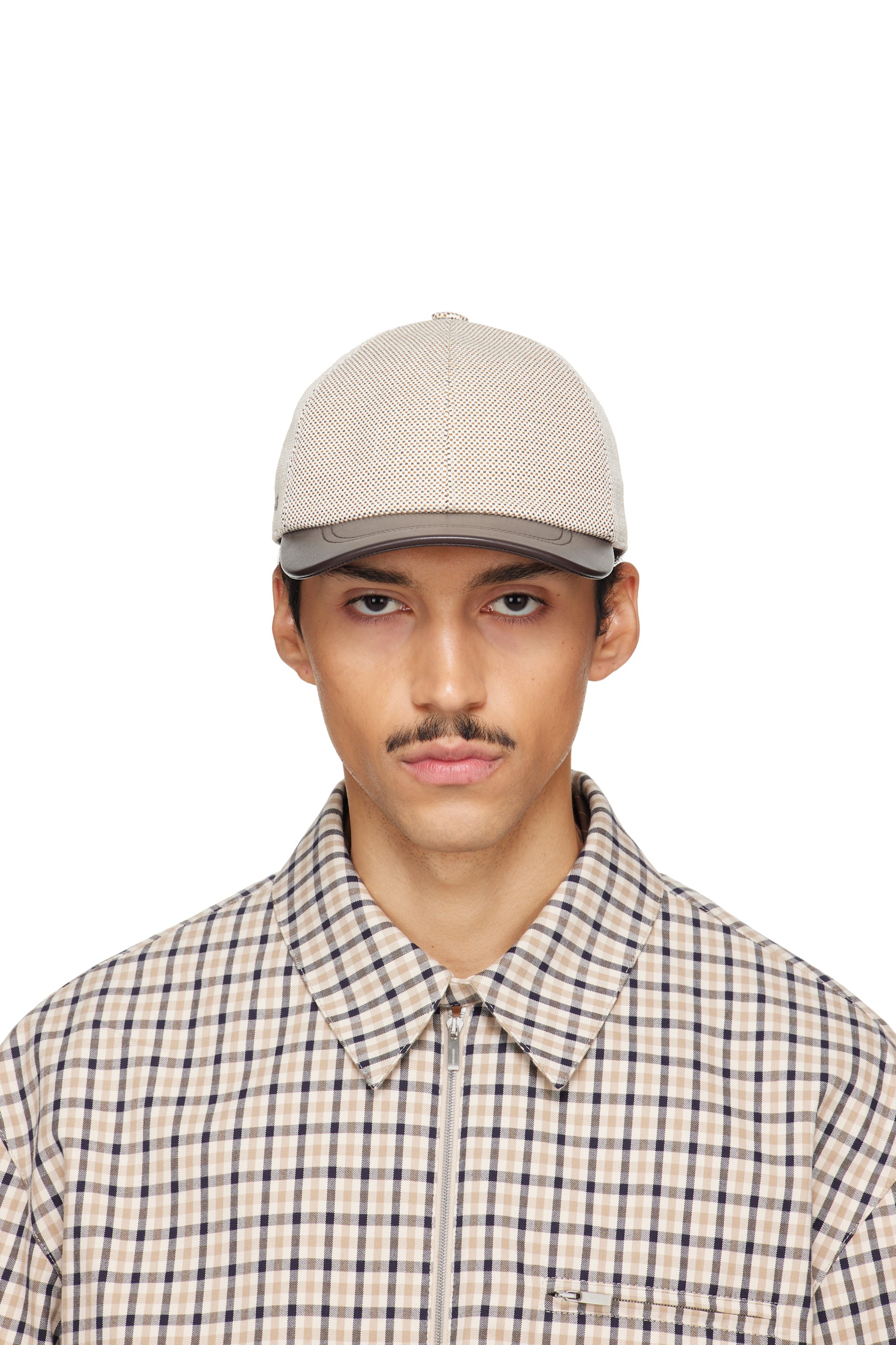 Ferragamo - Beige Leather Peak Baseball Cap