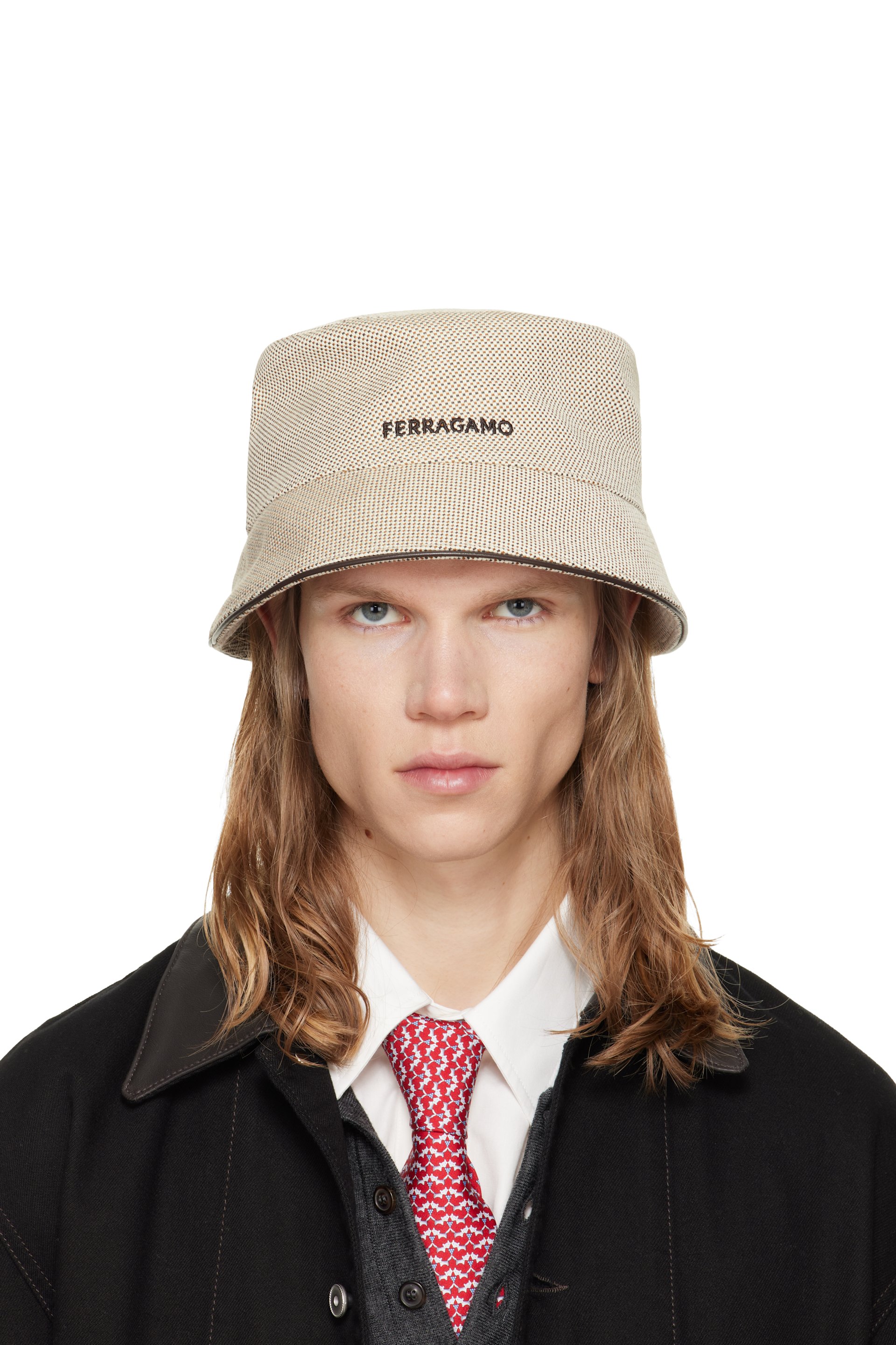 Ferragamo - Beige Canvas Bucket Hat