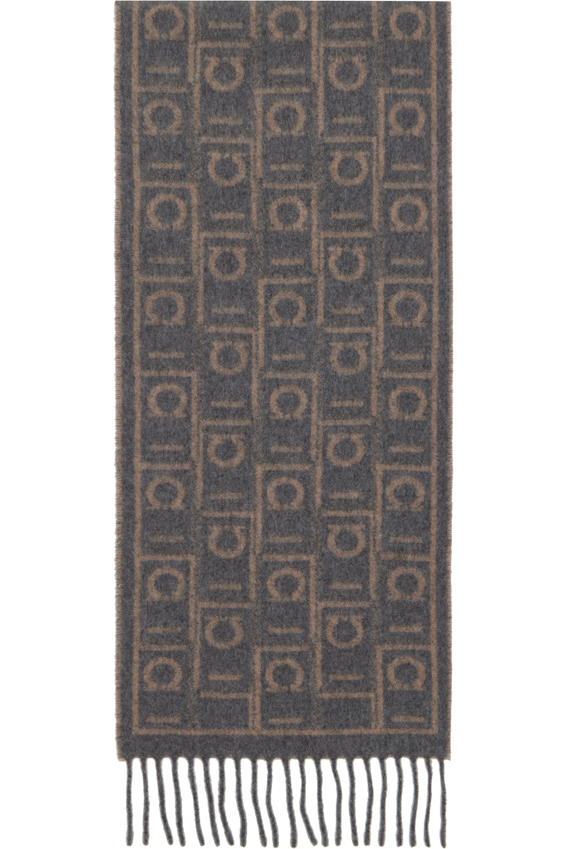 Ferragamo - Gray & Beige Ferragamo Monogram Scarf