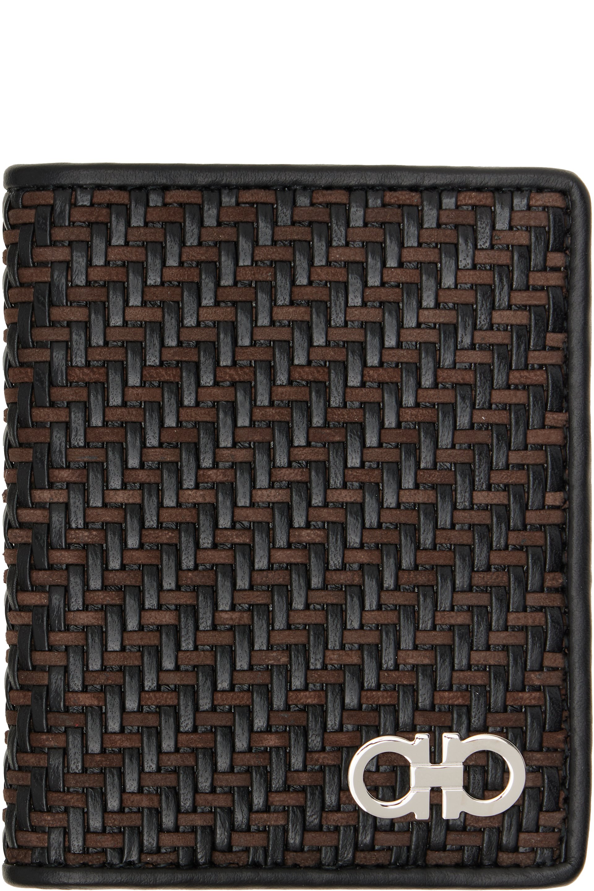 Ferragamo - Brown Woven Credit Card Holder