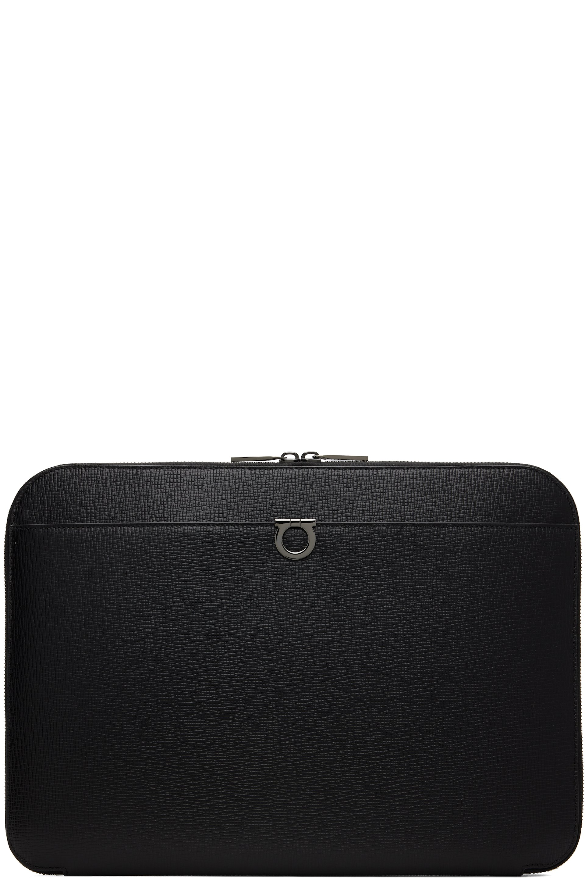 Ferragamo - Porte-document noir à ferrure Gancini