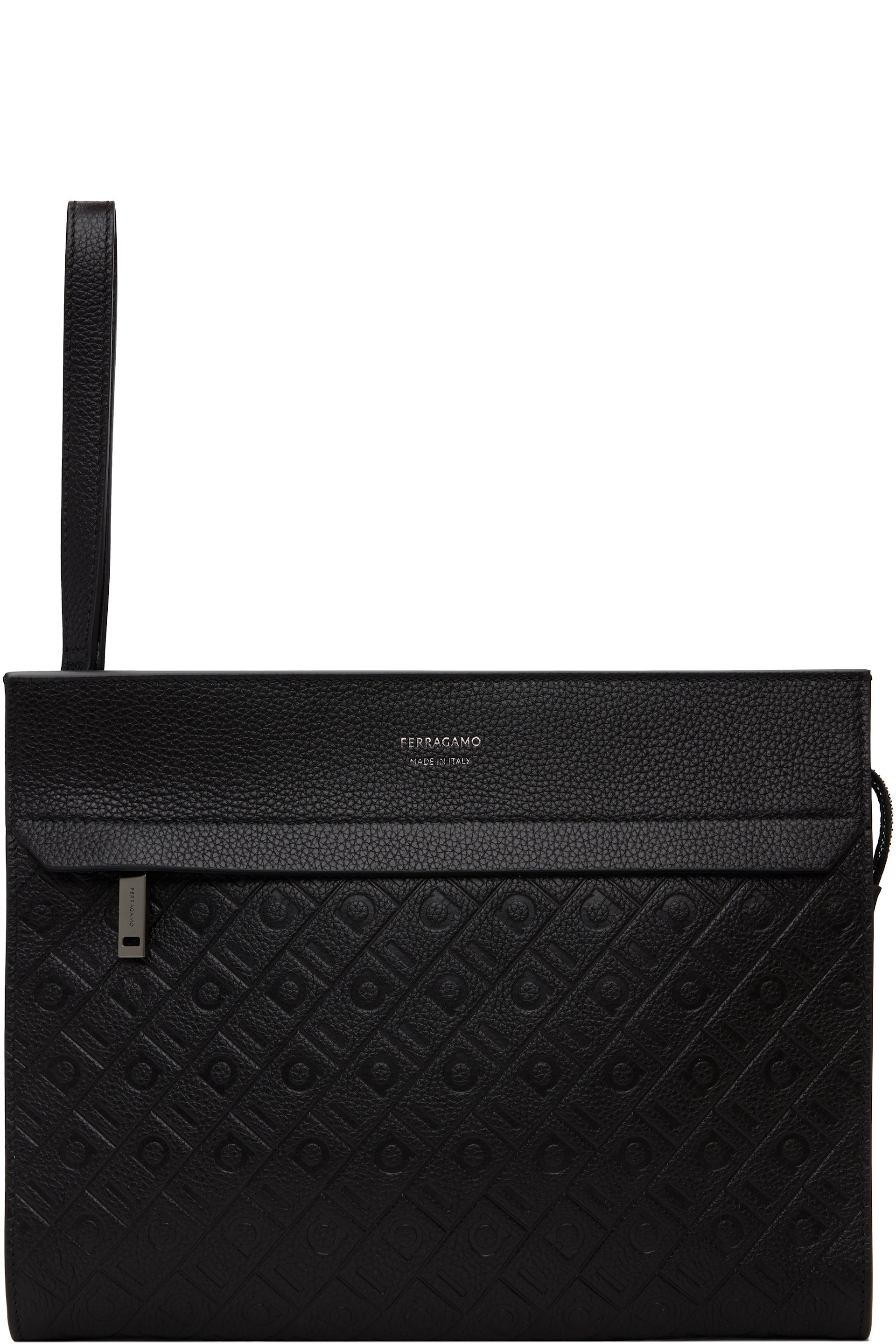 Ferragamo - Pochette noire à monogrammes