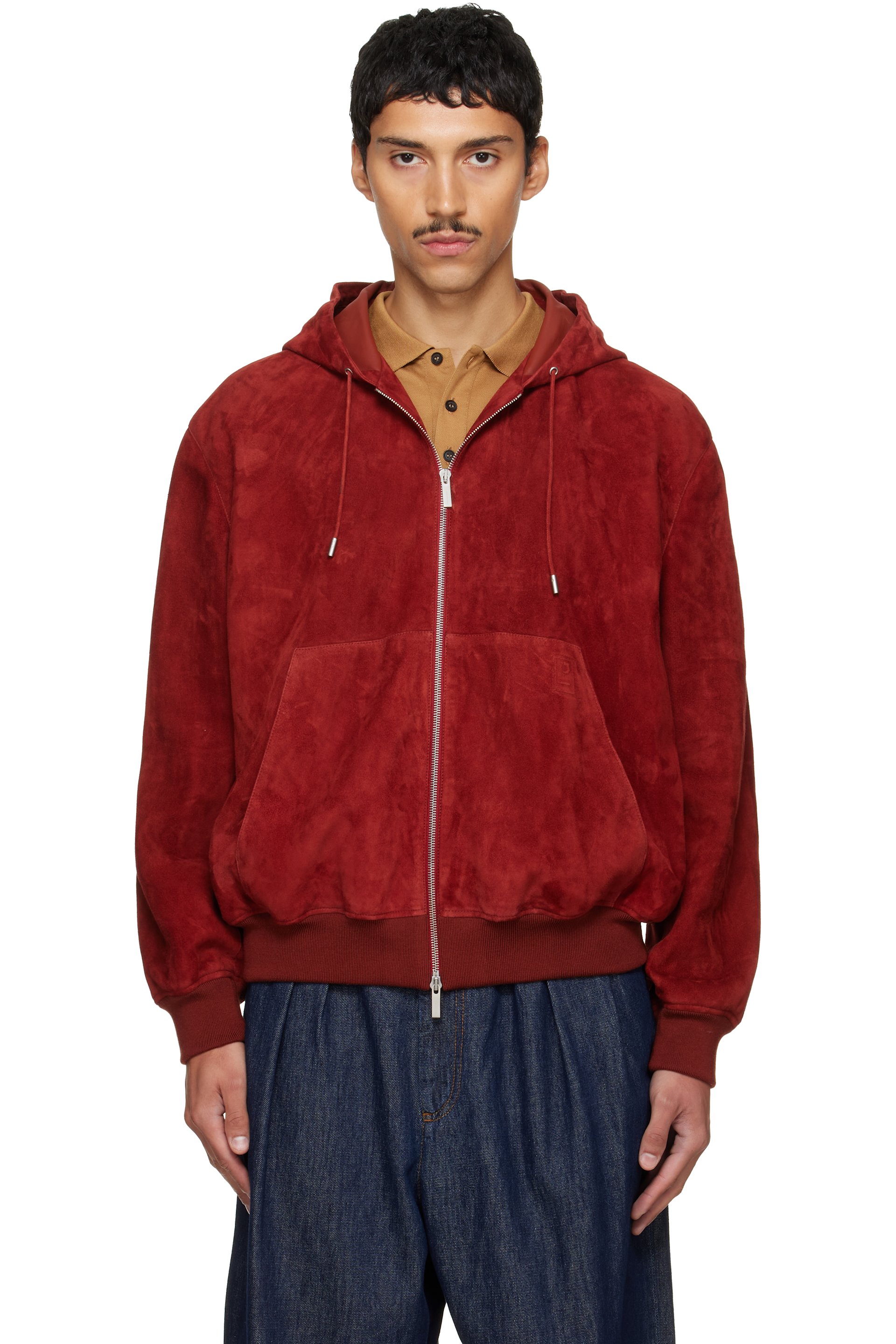 Ferragamo - Burgundy Suede Blouson Hoodie