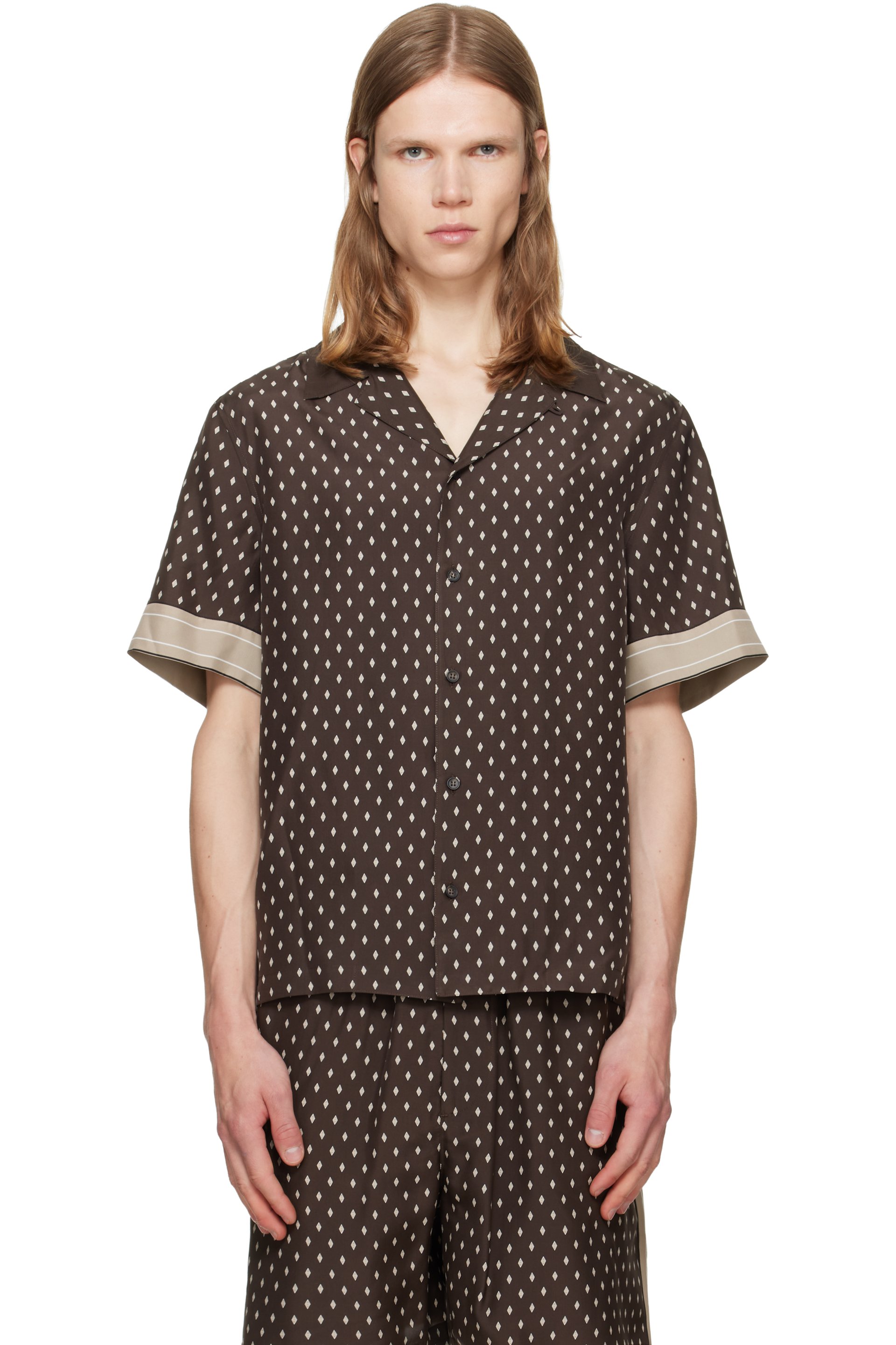 Ferragamo - Brown Habotai Silk Shirt