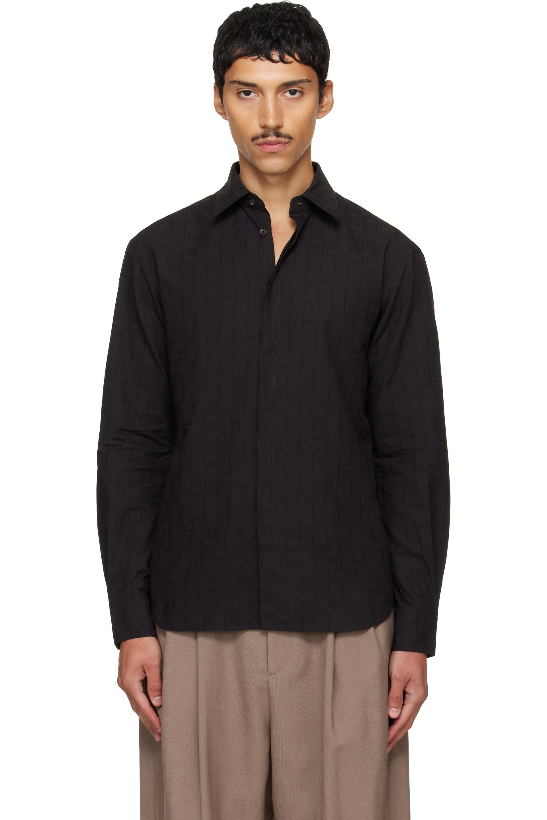 Ferragamo - Black Ferragamo Monogram Sport Shirt
