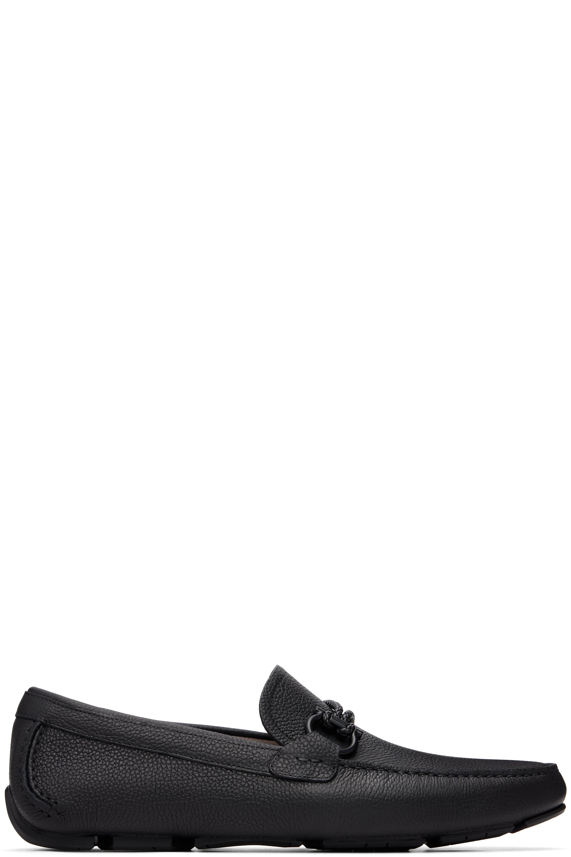 Ferragamo - Black Gancini Driver Ornament Loafers