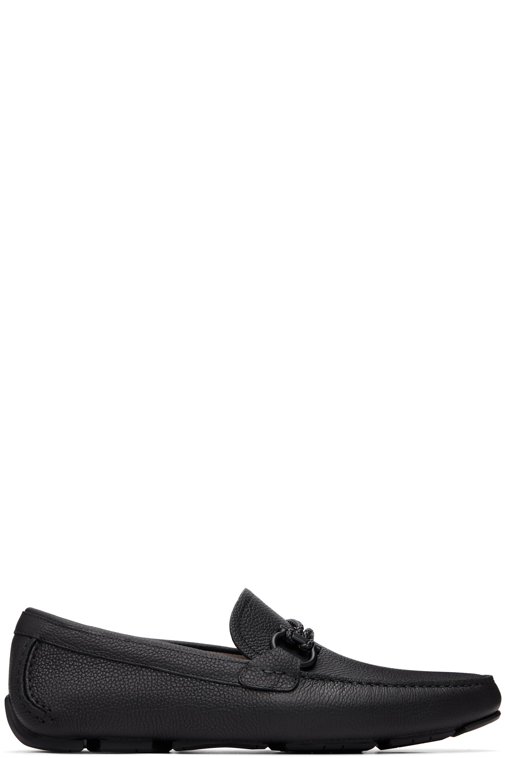 Ferragamo - Black Gancini Driver Ornament Loafers