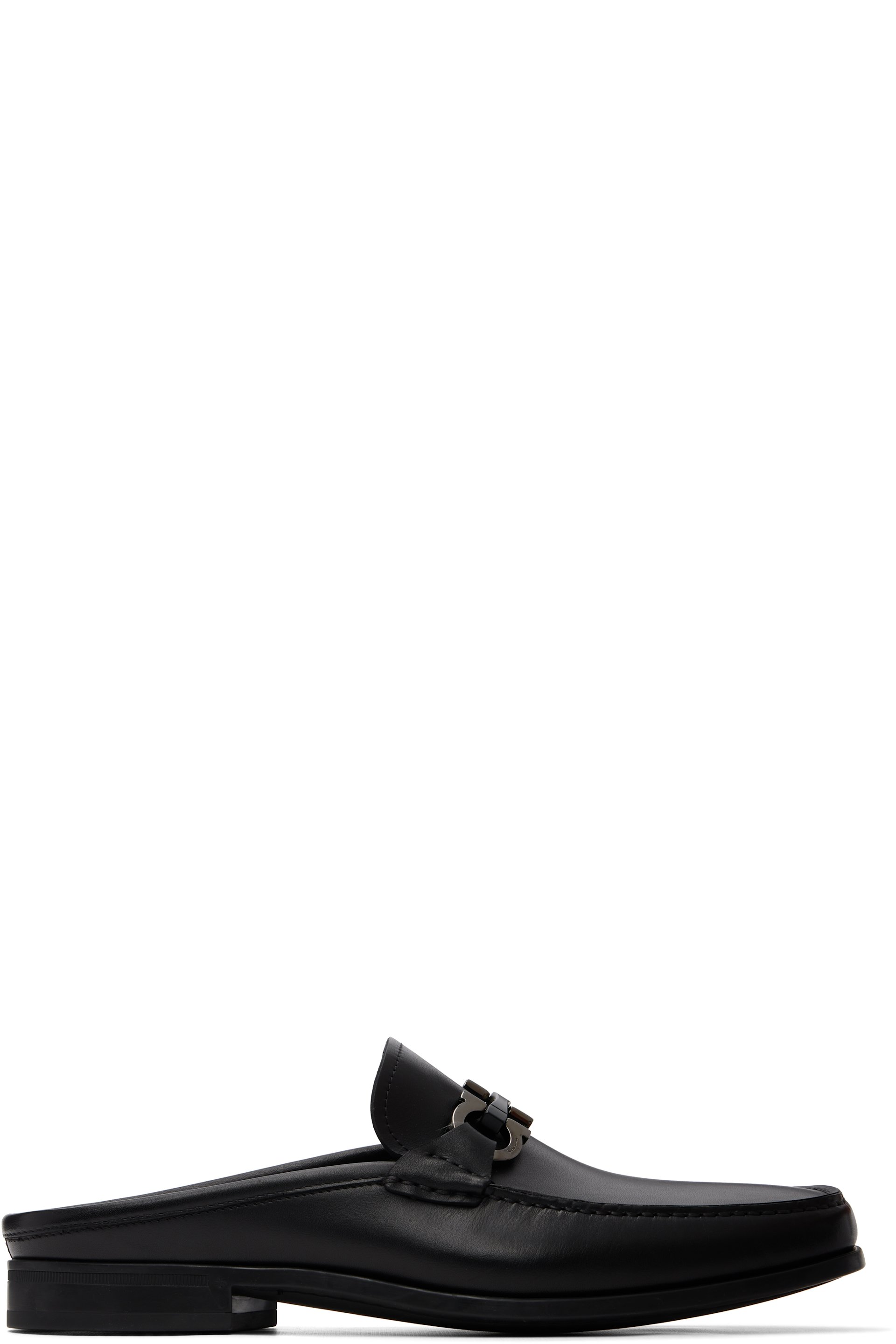 Ferragamo - Black Gancini Ornament Mule Loafers