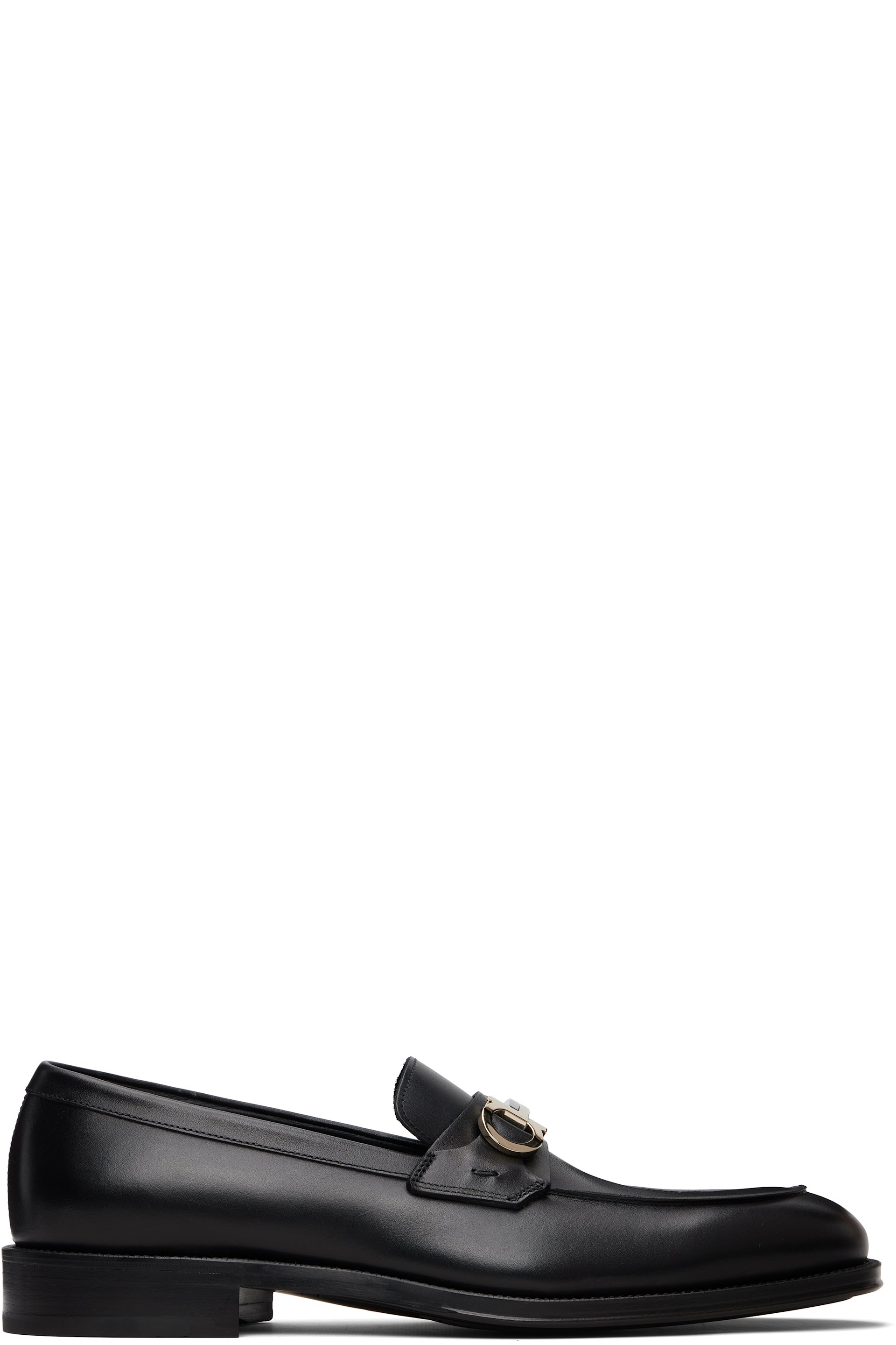 Ferragamo - Black Gancini Ornament Loafers