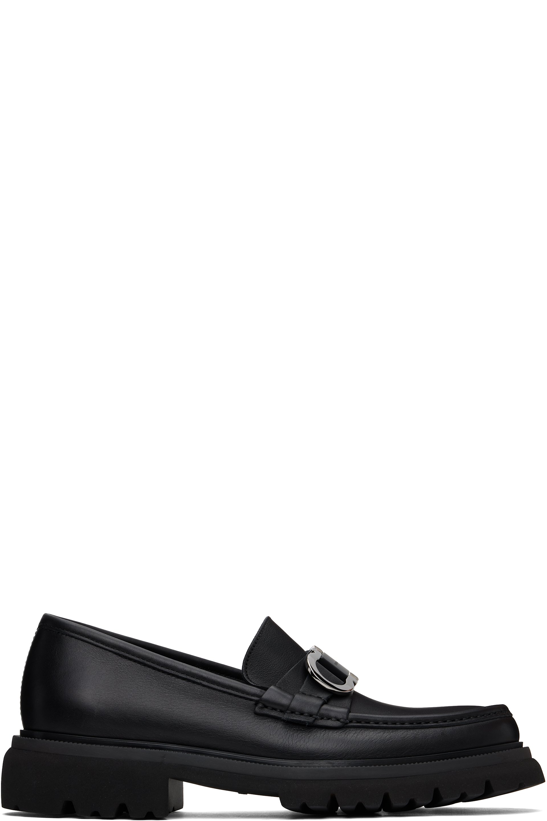 Ferragamo - Black Gancini Ornament Loafers