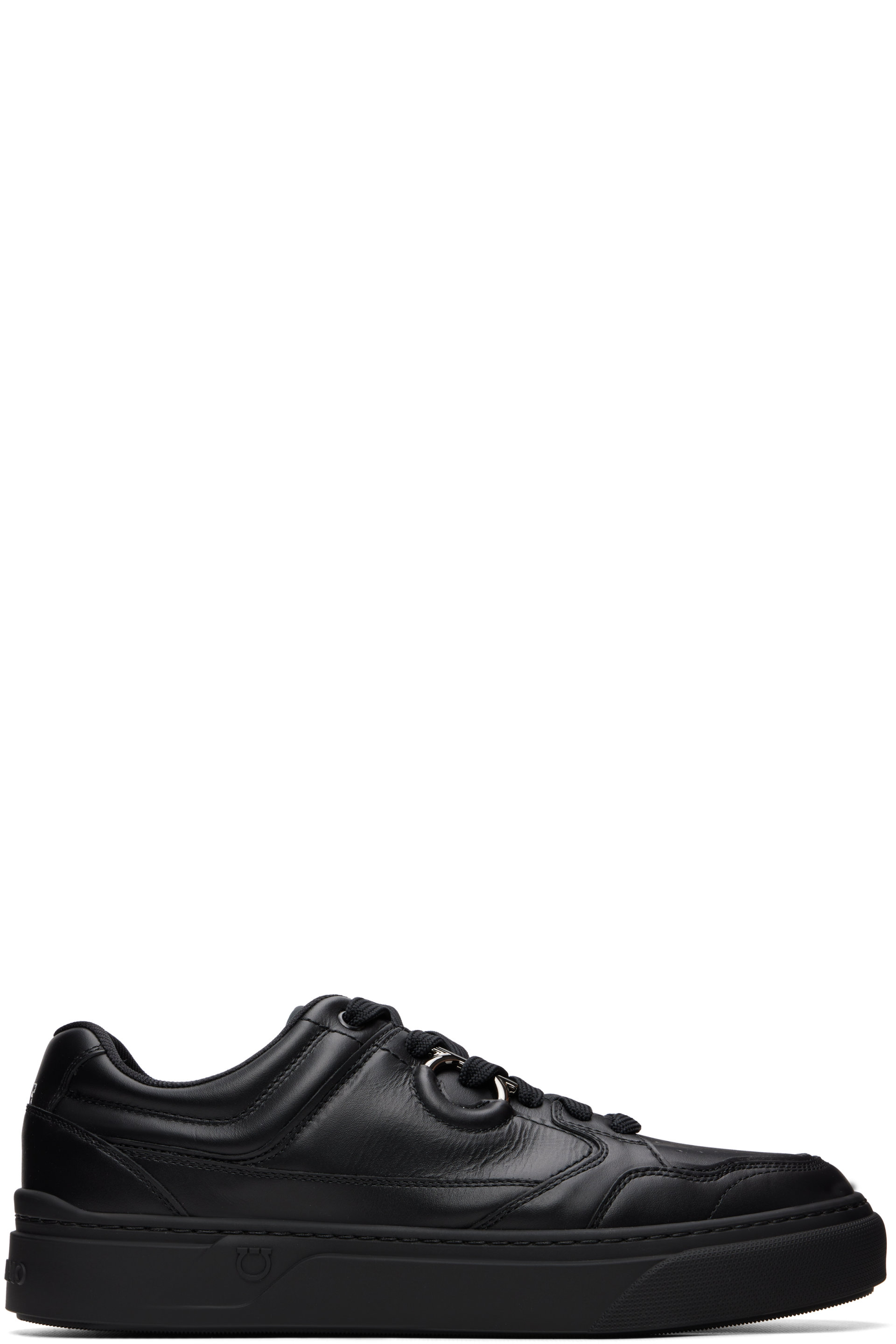 Ferragamo - Black Gancini Leather Sneakers
