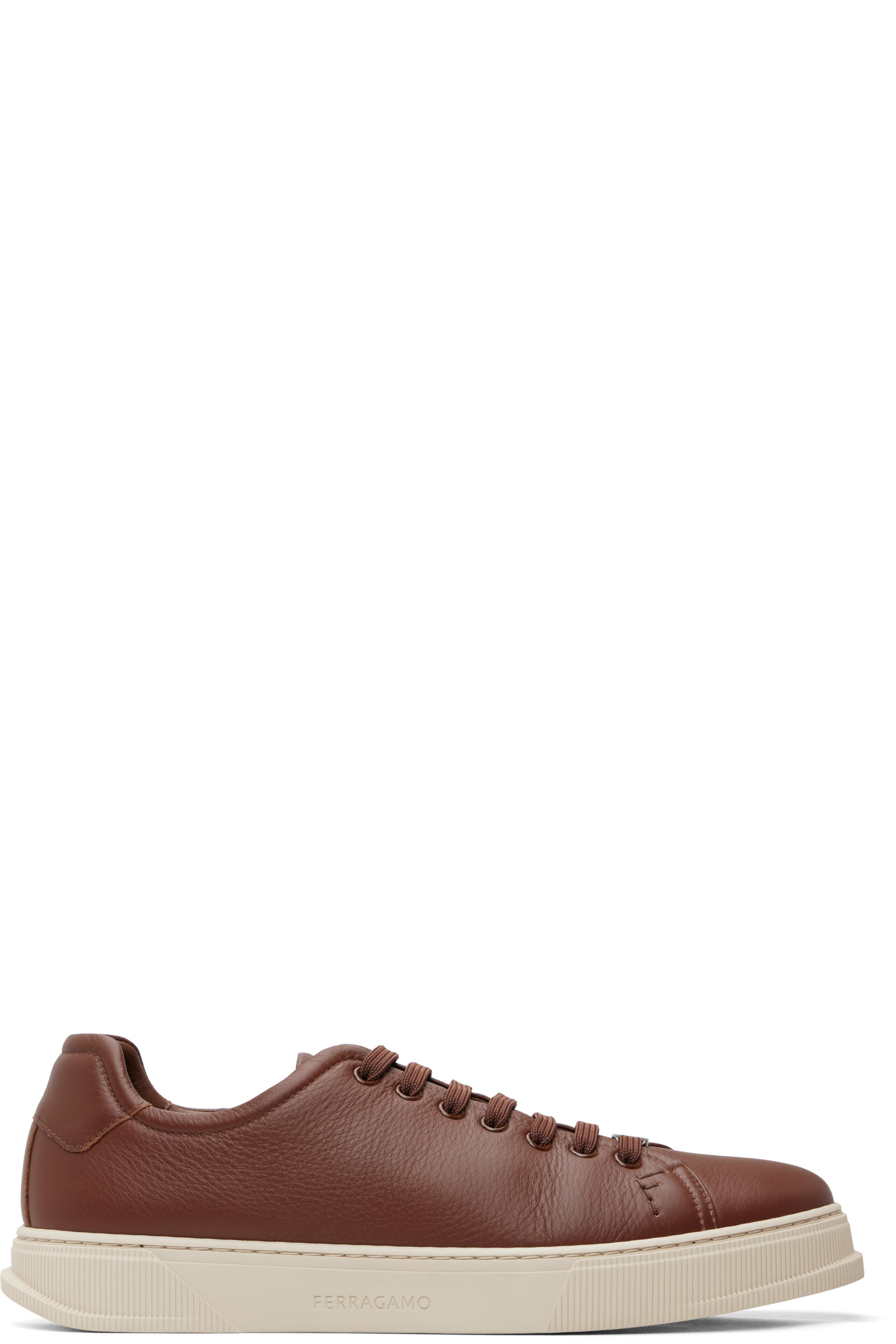 Ferragamo - Brown Elastic Lace Sneakers