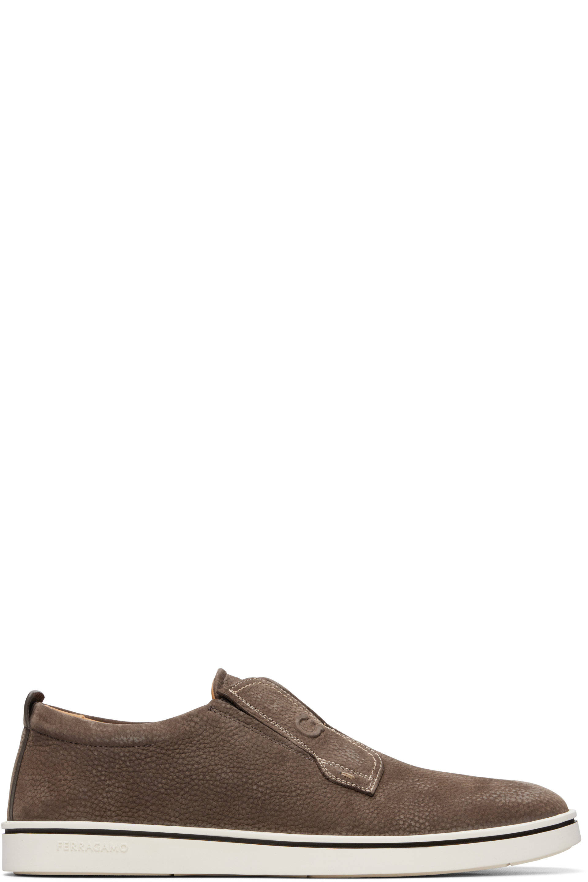 Ferragamo - Taupe Derby Slip-On Sneakers