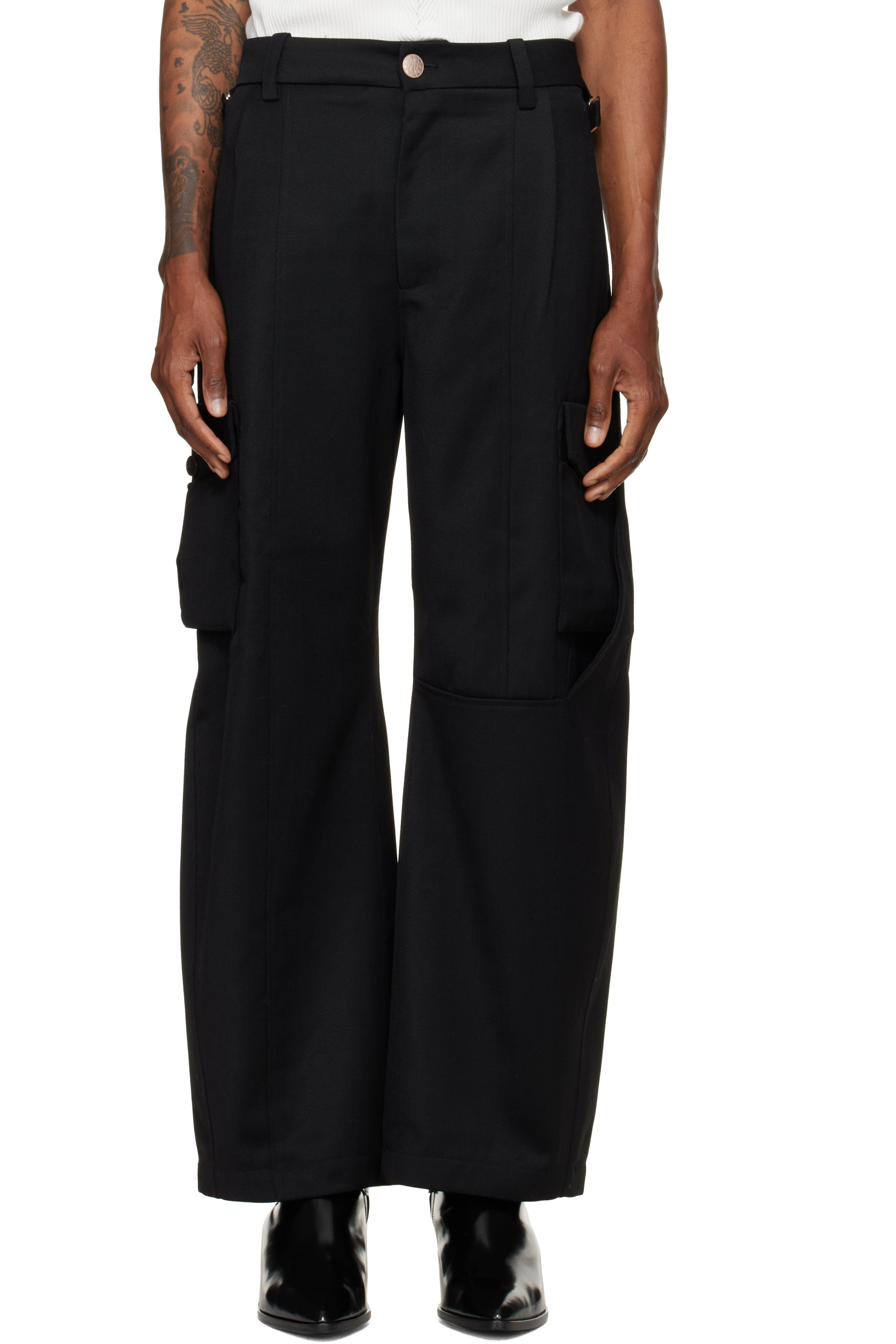 NULLUS - Black Low Poly Shift Cargo Pants