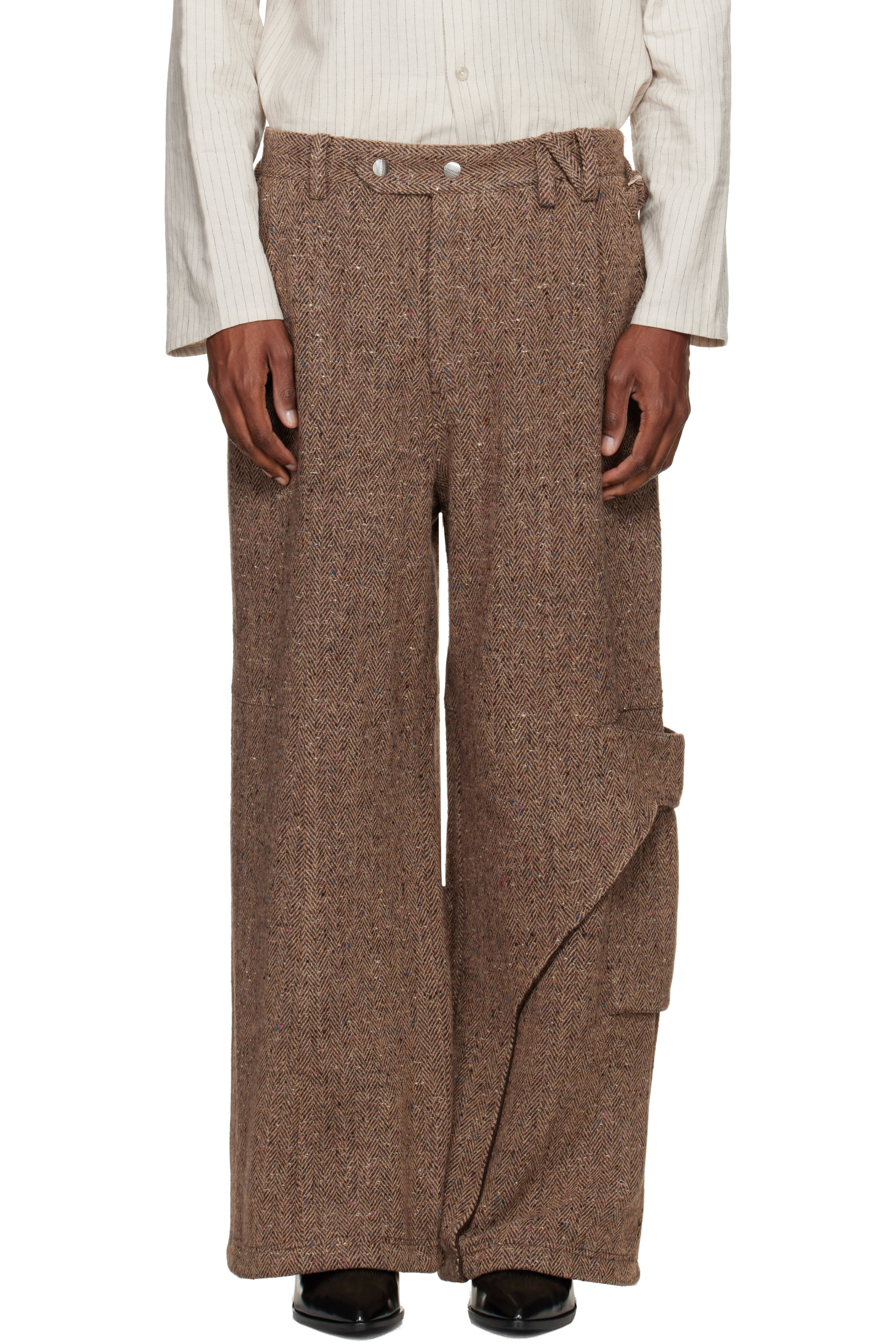 NULLUS - Beige Draped Slide Cargo Pants