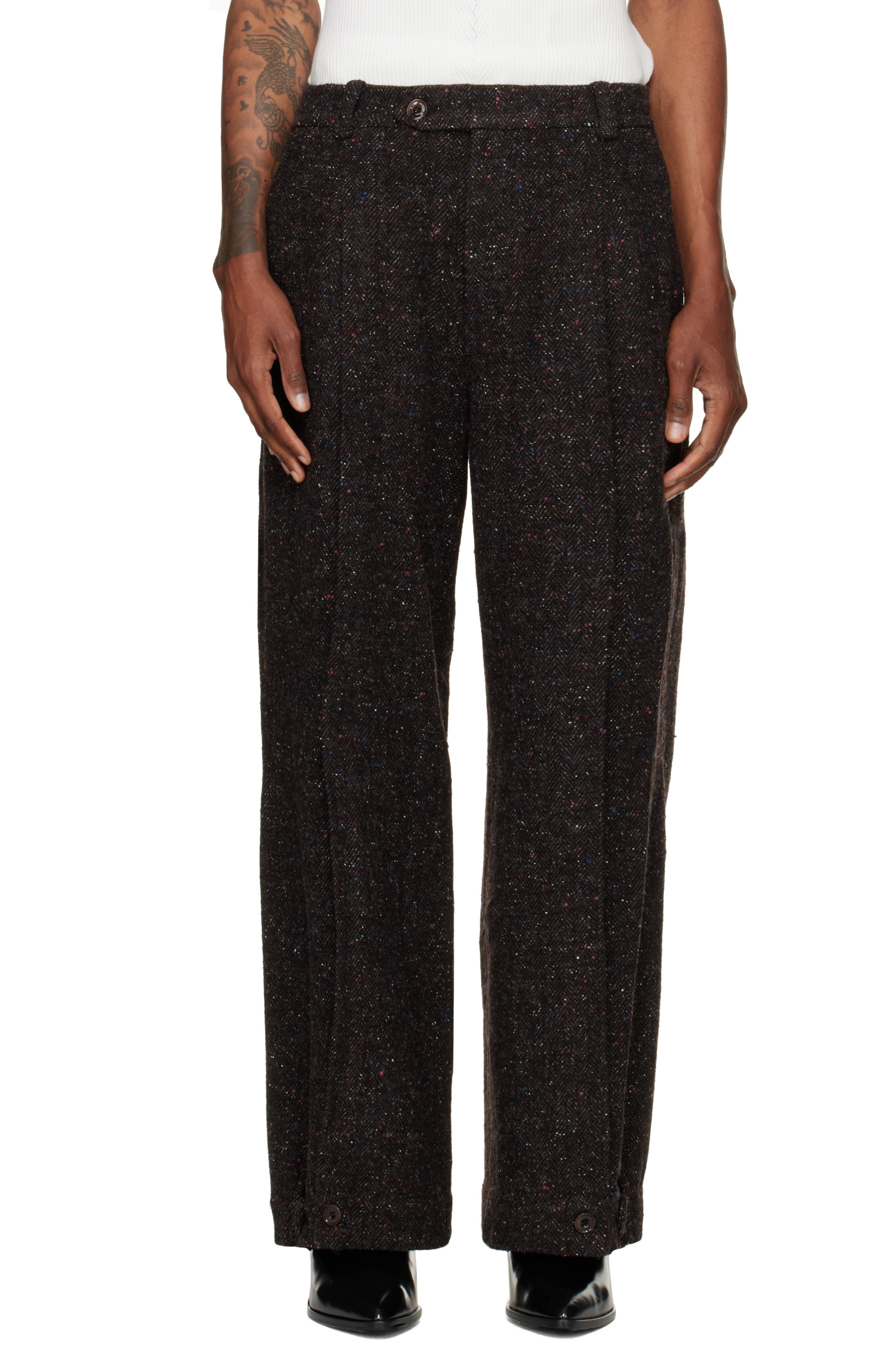 NULLUS - Gray Layered Folded Trousers