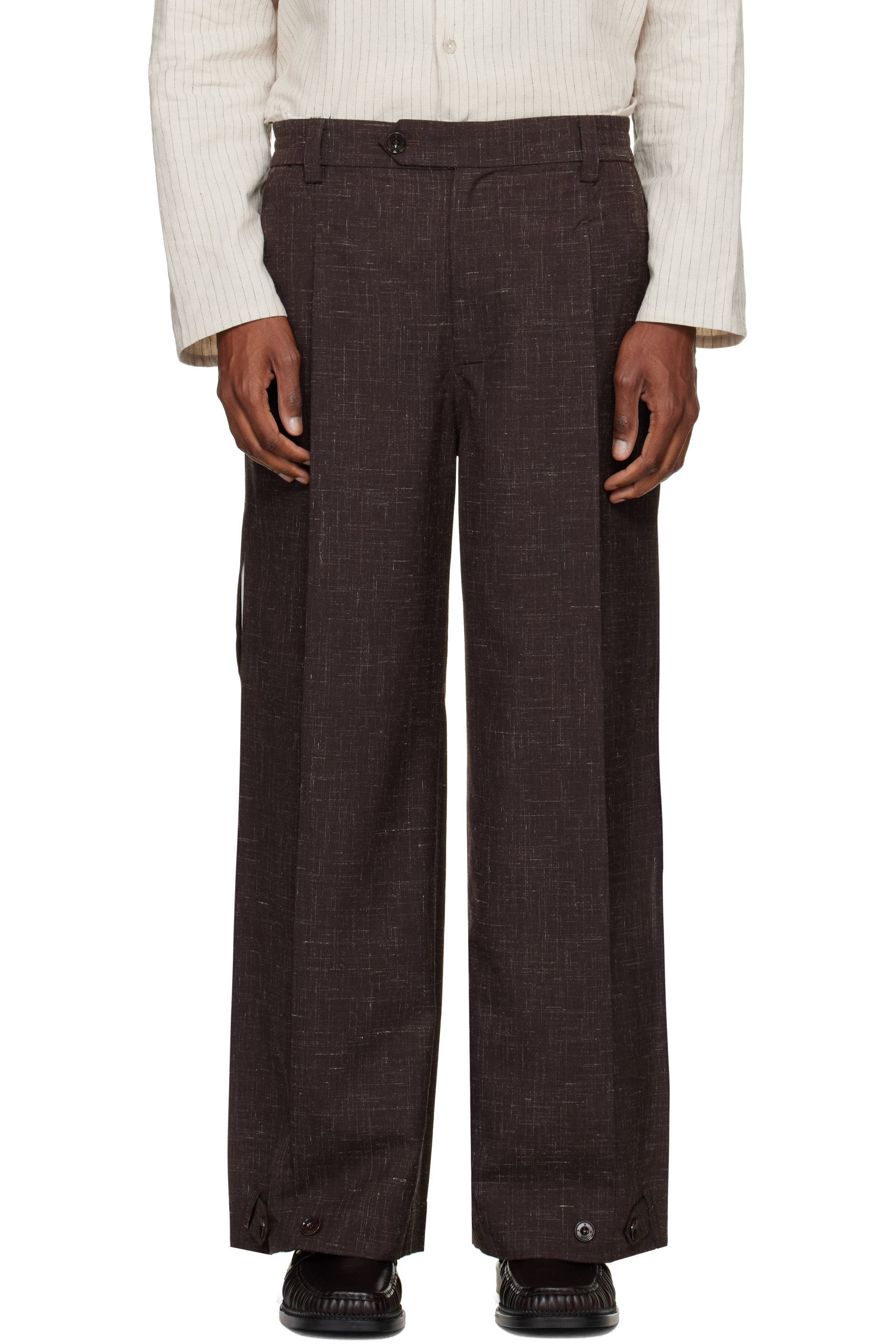 NULLUS - Brown Layered Folded Trousers