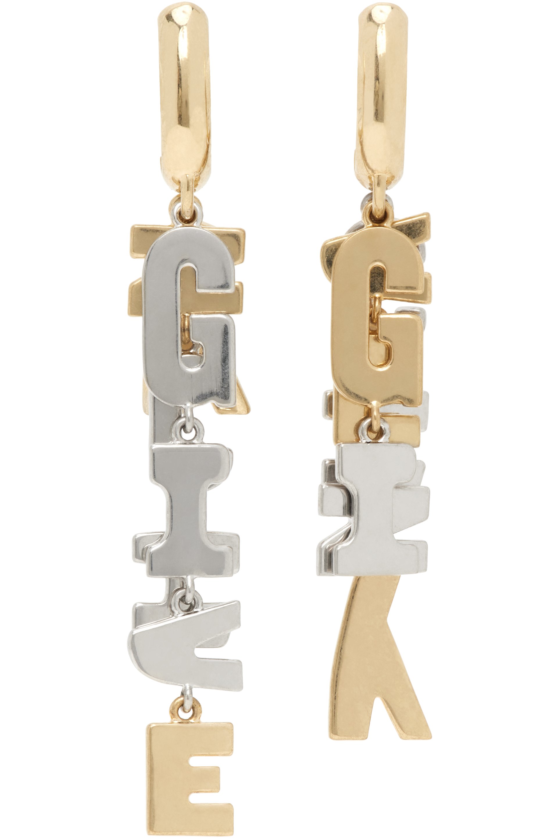 Givenchy - 'Givenchy Letters' Asymmetric Earrings
