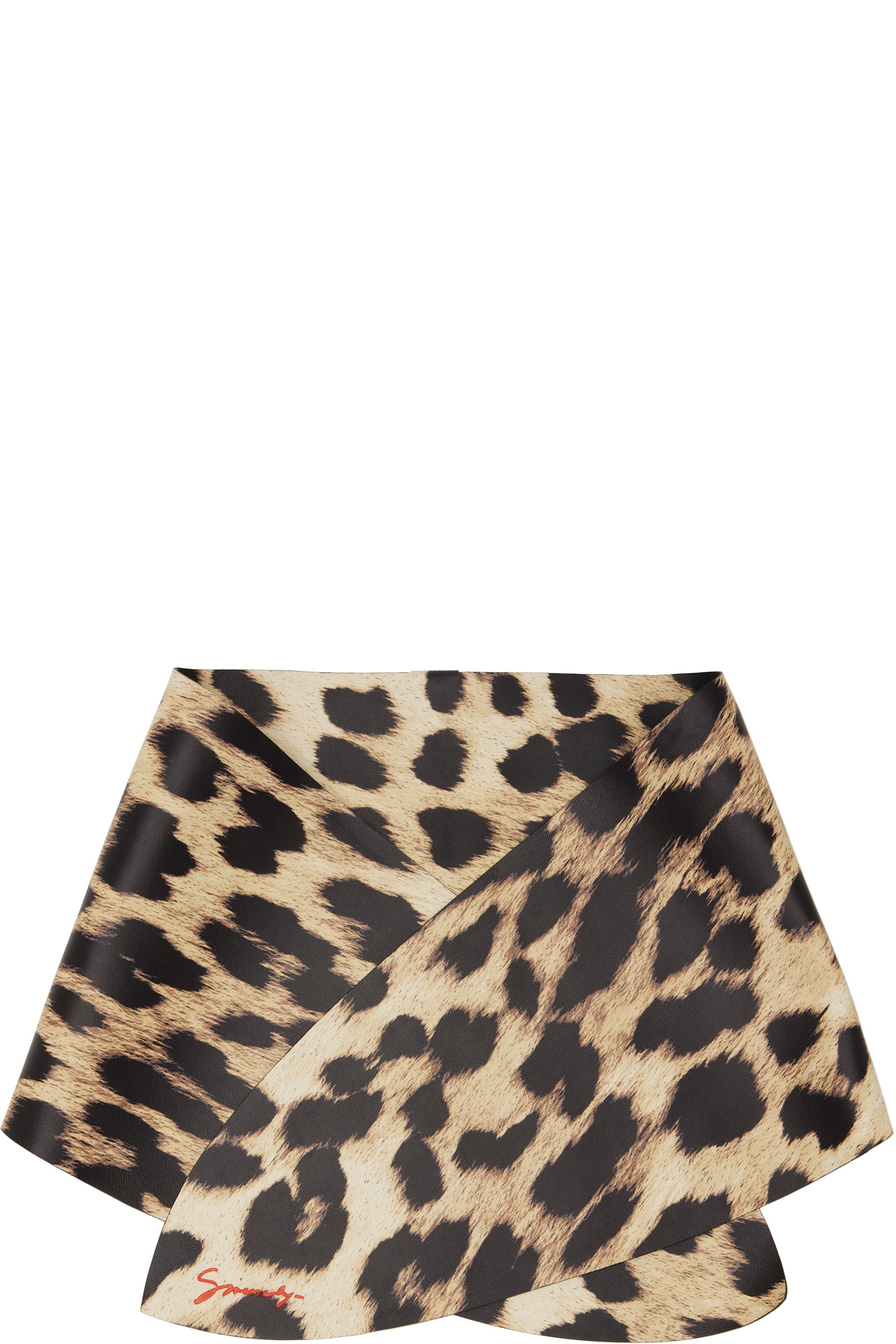 Givenchy - Black & Beige Leather Leopard Print Scarf