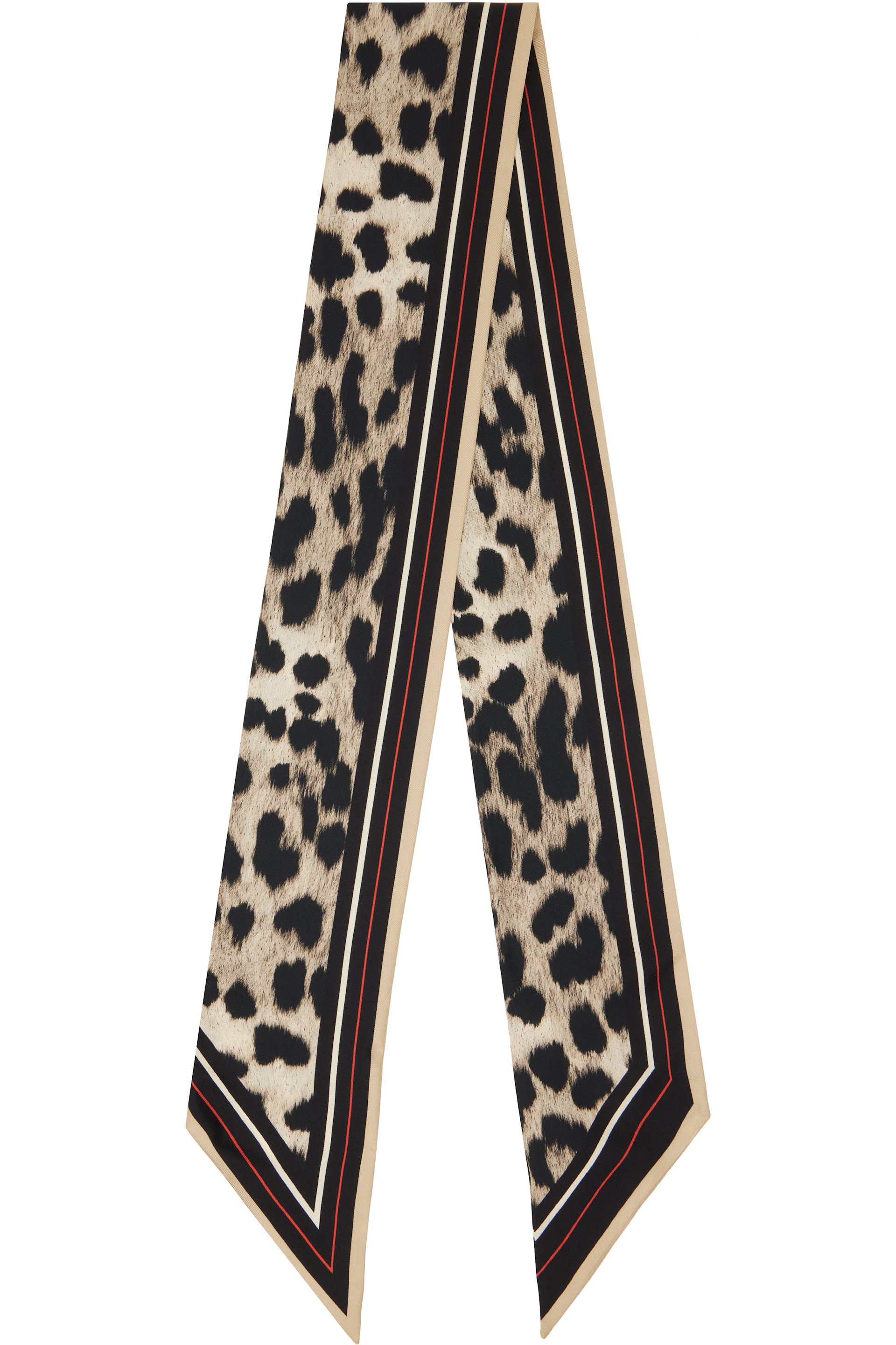 Givenchy - Beige & Black Silk Leopard Print Scarf